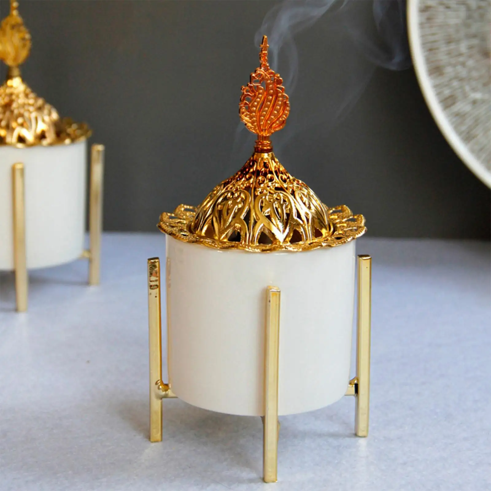 Incense Burner Holder Decorative Fragrance Diffuser Traditional Stand Ceramic Censer for Meditation Housewarming Gift Desktop