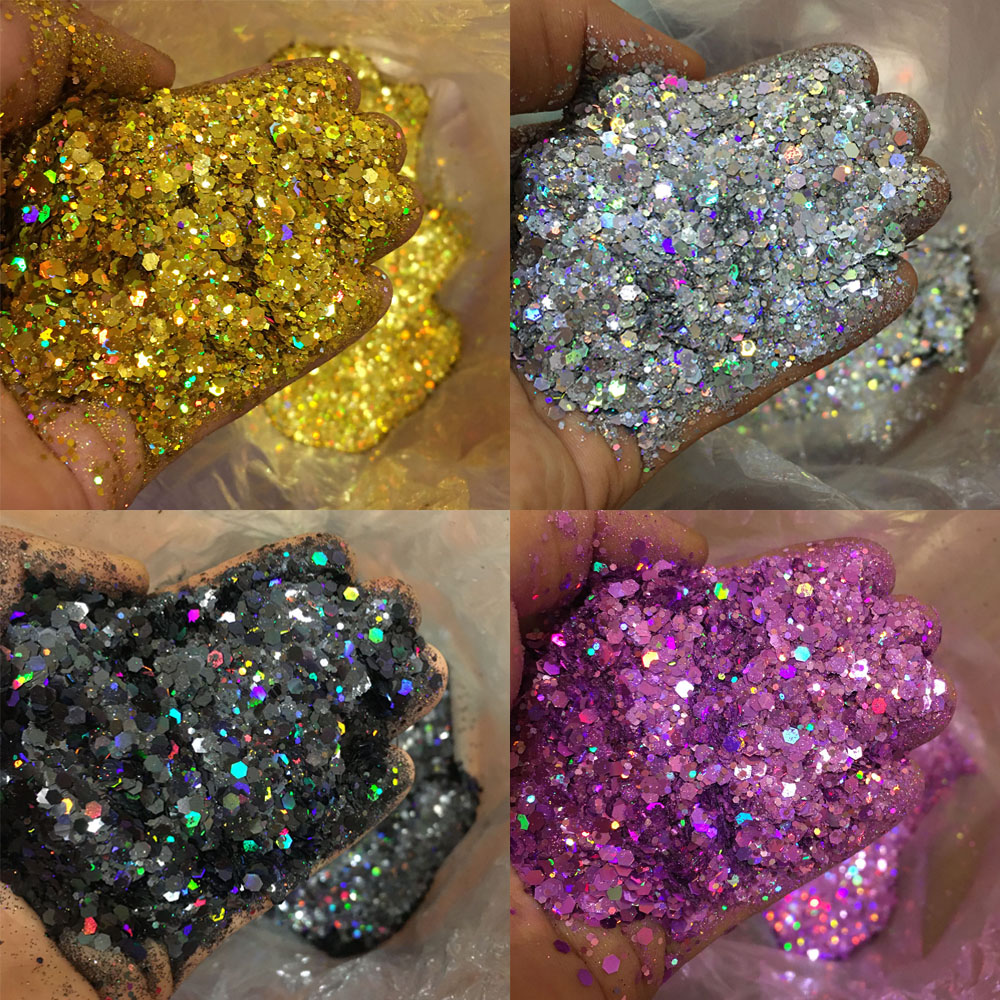 Best of 10g Laser Nail Glitter Flakes Mix-Hexagon Holographic Sparkly Powder Nail Art Decoration Loose Reflective Mermaid Chunky Sequins Reviews & Tips