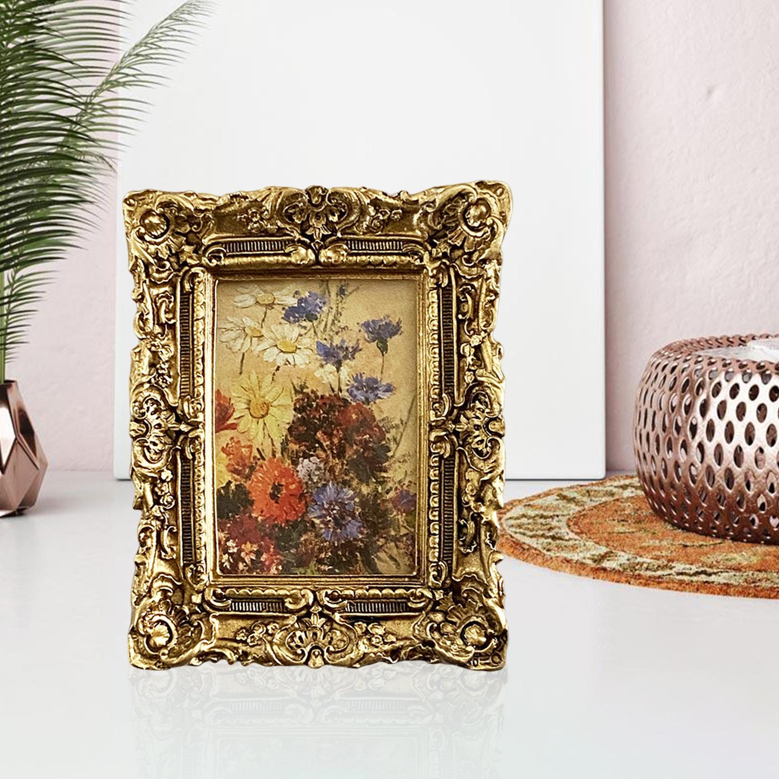 Small Photo Frame Tabletop Picture Frame Hanging Retro Style Crafts Resin Picture Frame for Wedding Home Desktop Decor Gift