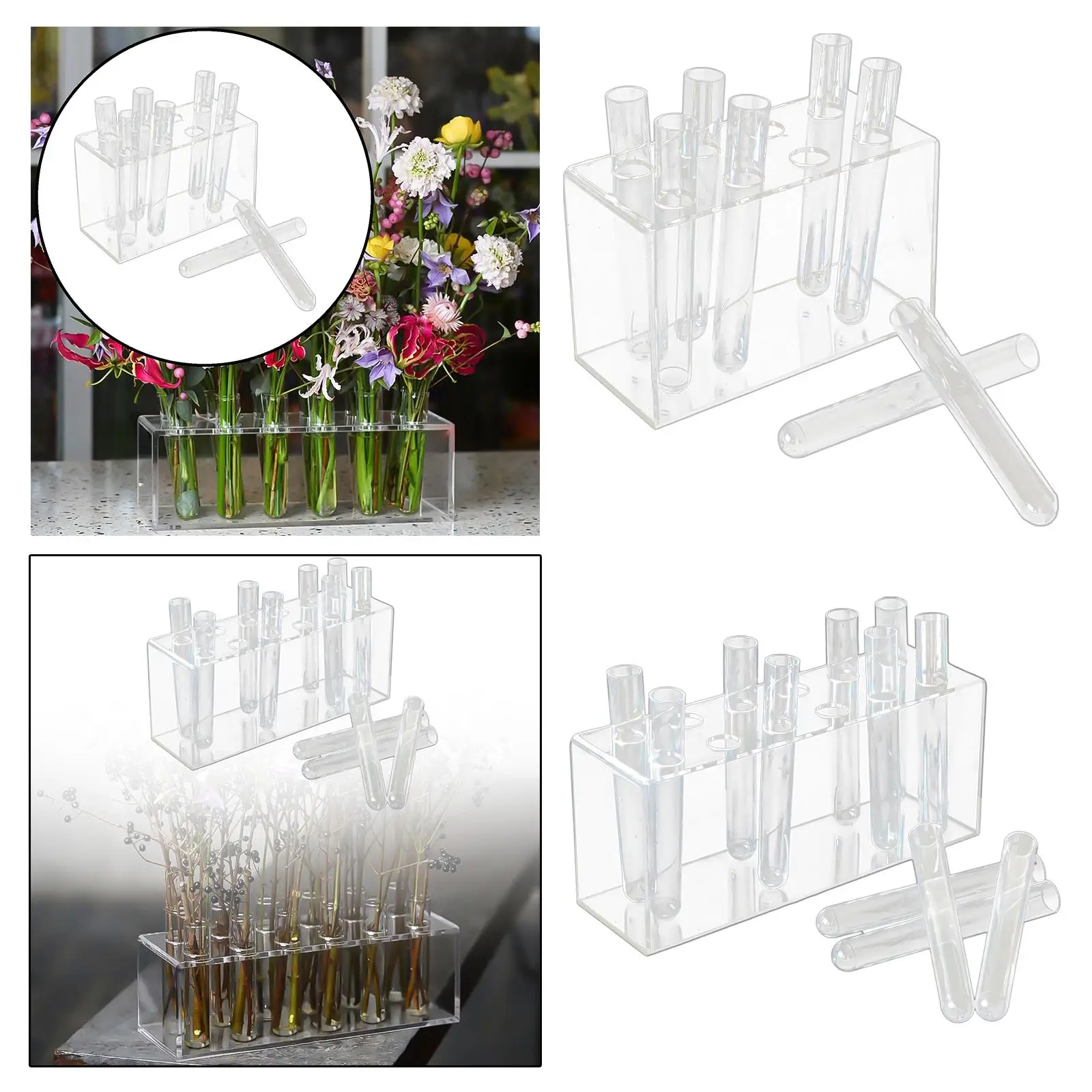 Hydroponic Vase Flower Bud Vase Decorative Acrylic Test Tube Vases Terrarium Planter for Home Office Centerpieces Propagating