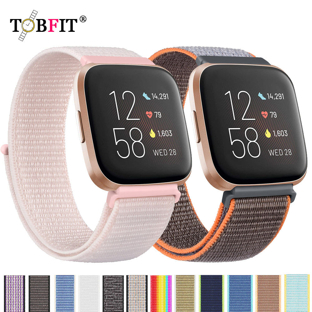 Correia de nylon para Fitbit Versa 2,