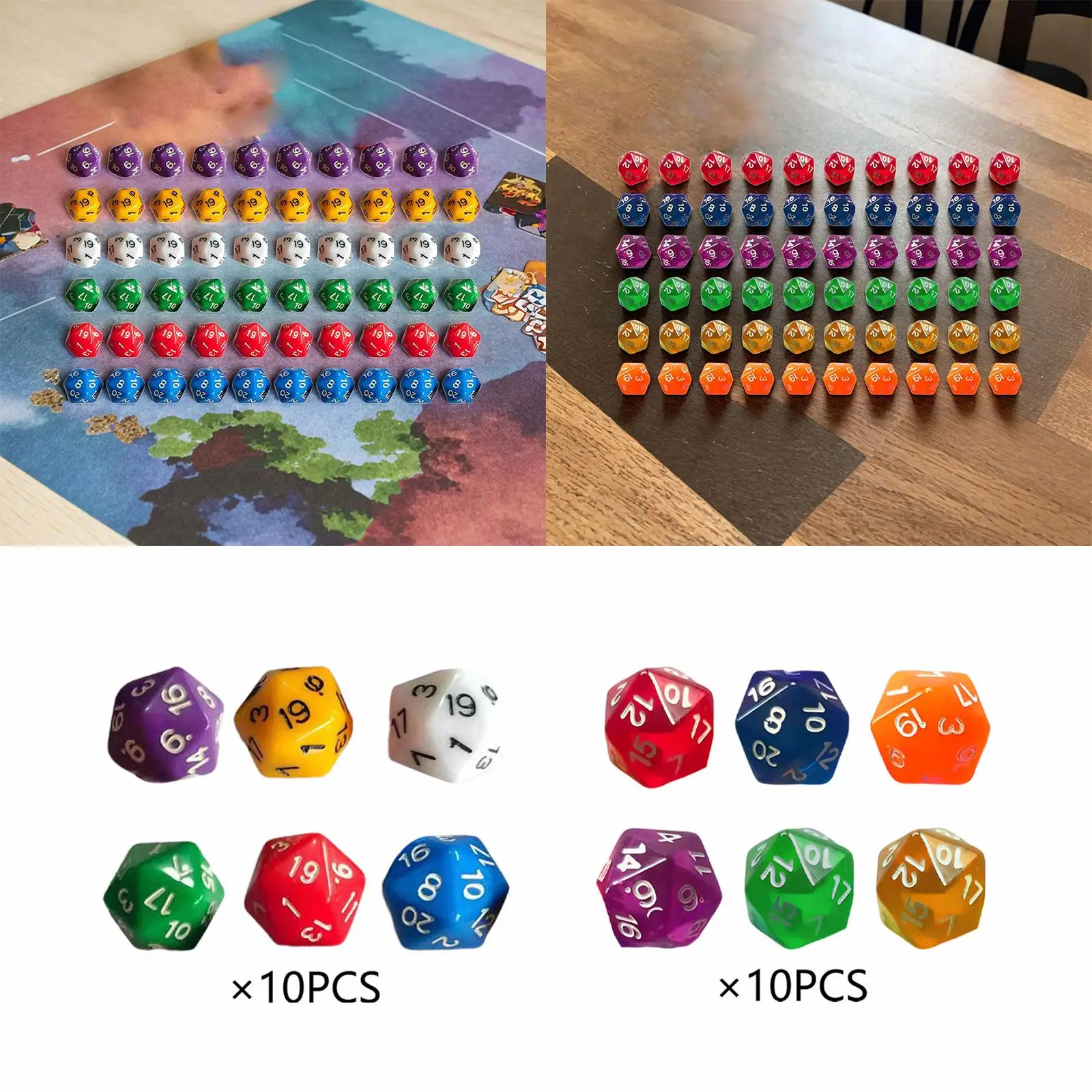 60Pcs 20 Sided Dice Party Supplies Role Playing Game Dices 20mm Entertainment Toys Multi Sided Dices for Table Game Board Game