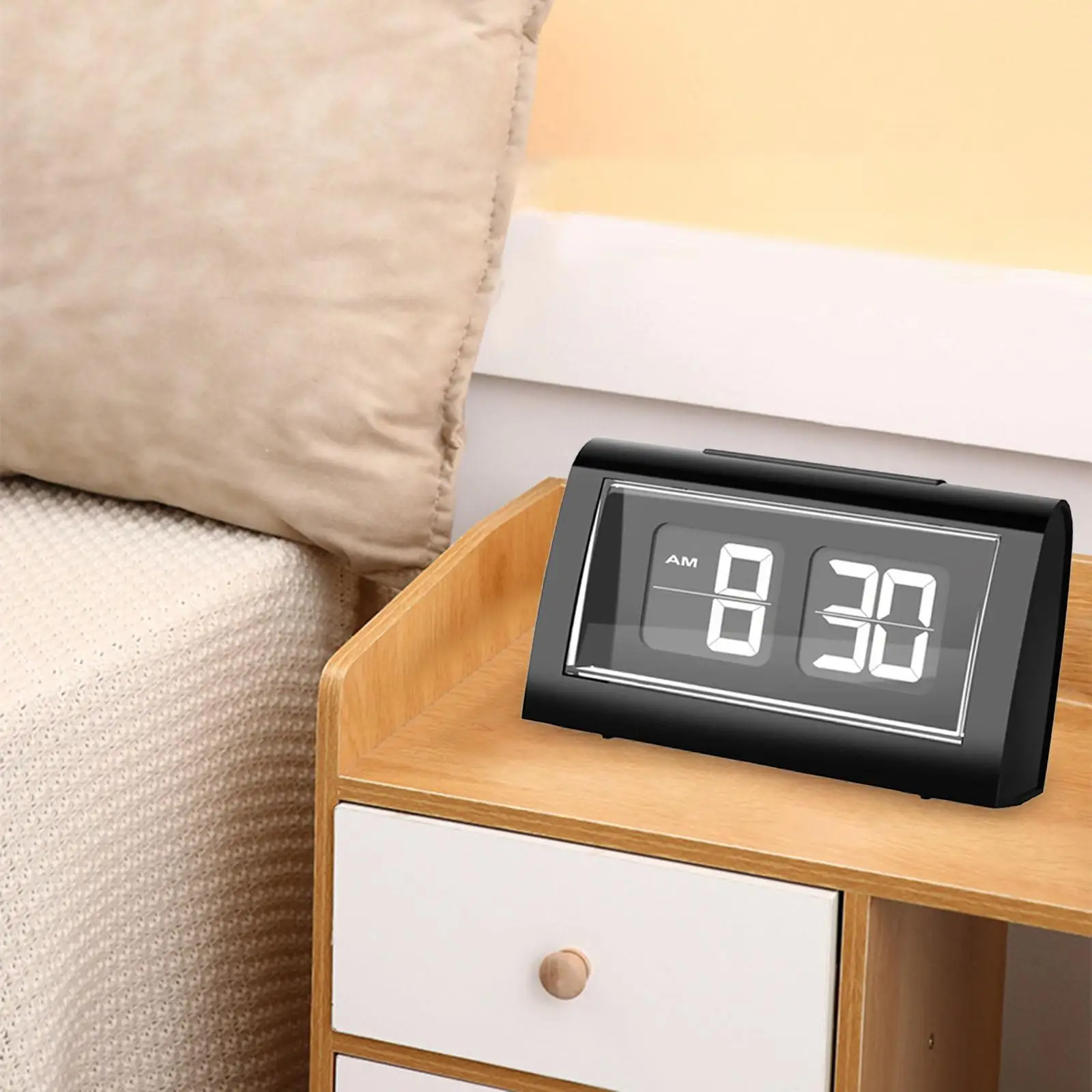 Flip Desk Clock Battery Powered Table Clock Snooze Clock Large Display Auto Flip Digital Alarm Clock for Hotel Home Office Works