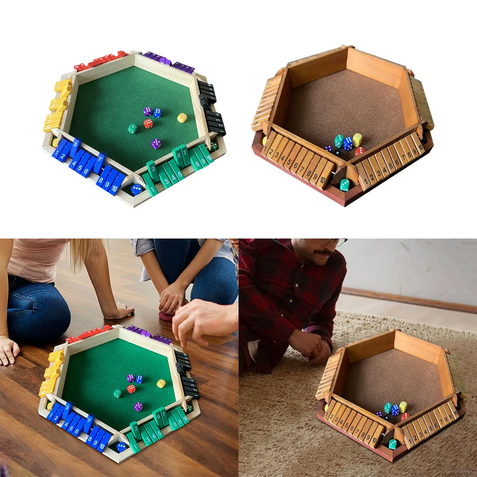 Wooden Table Dice Games Entertainment 2-6 Players Board Chess Game Wooden Table Board for Party Gathering Adults Pub Family