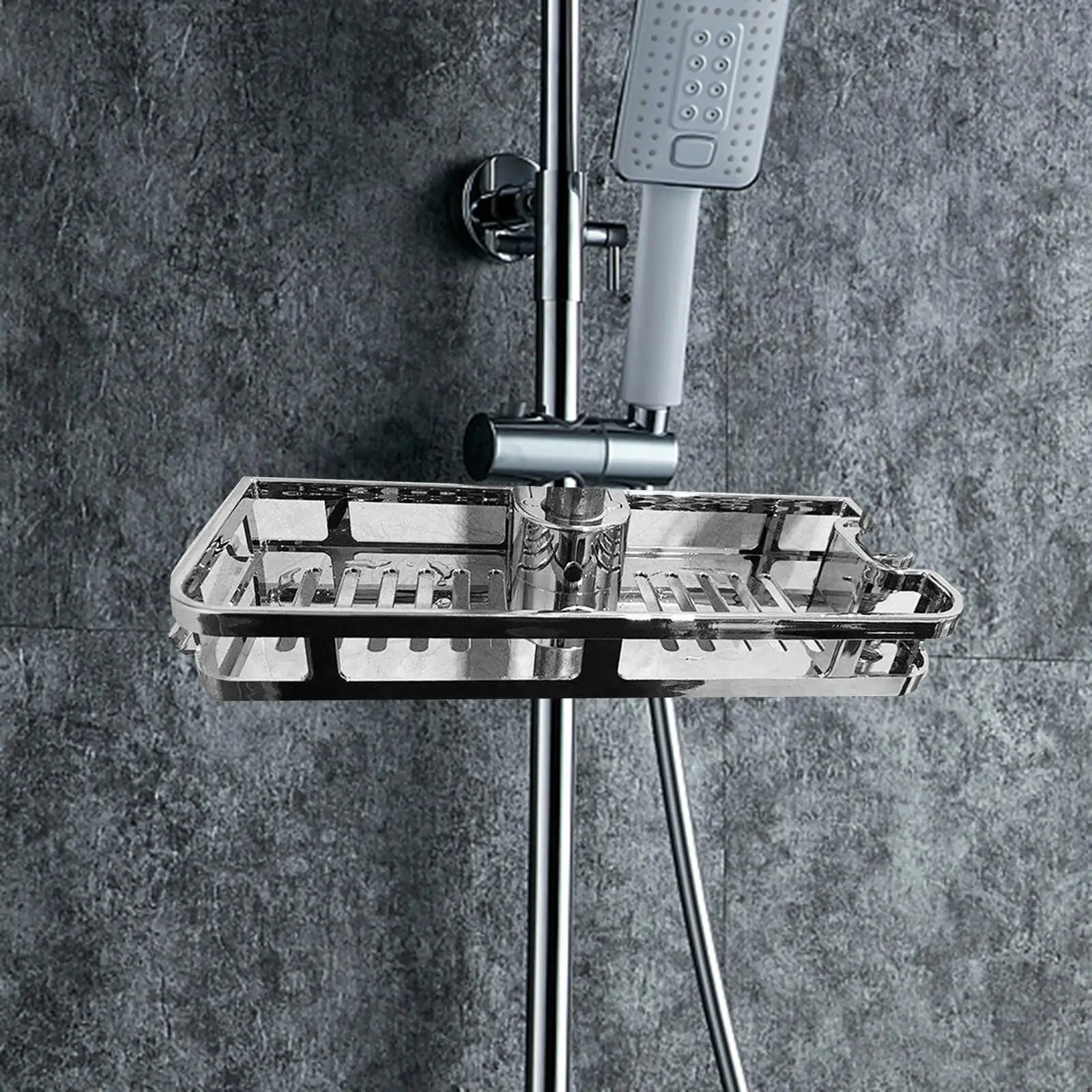 Shower Caddy Shelf Fit 25mm Shower Rail Drainage Shelf Holds Body Wash, Shampoo,