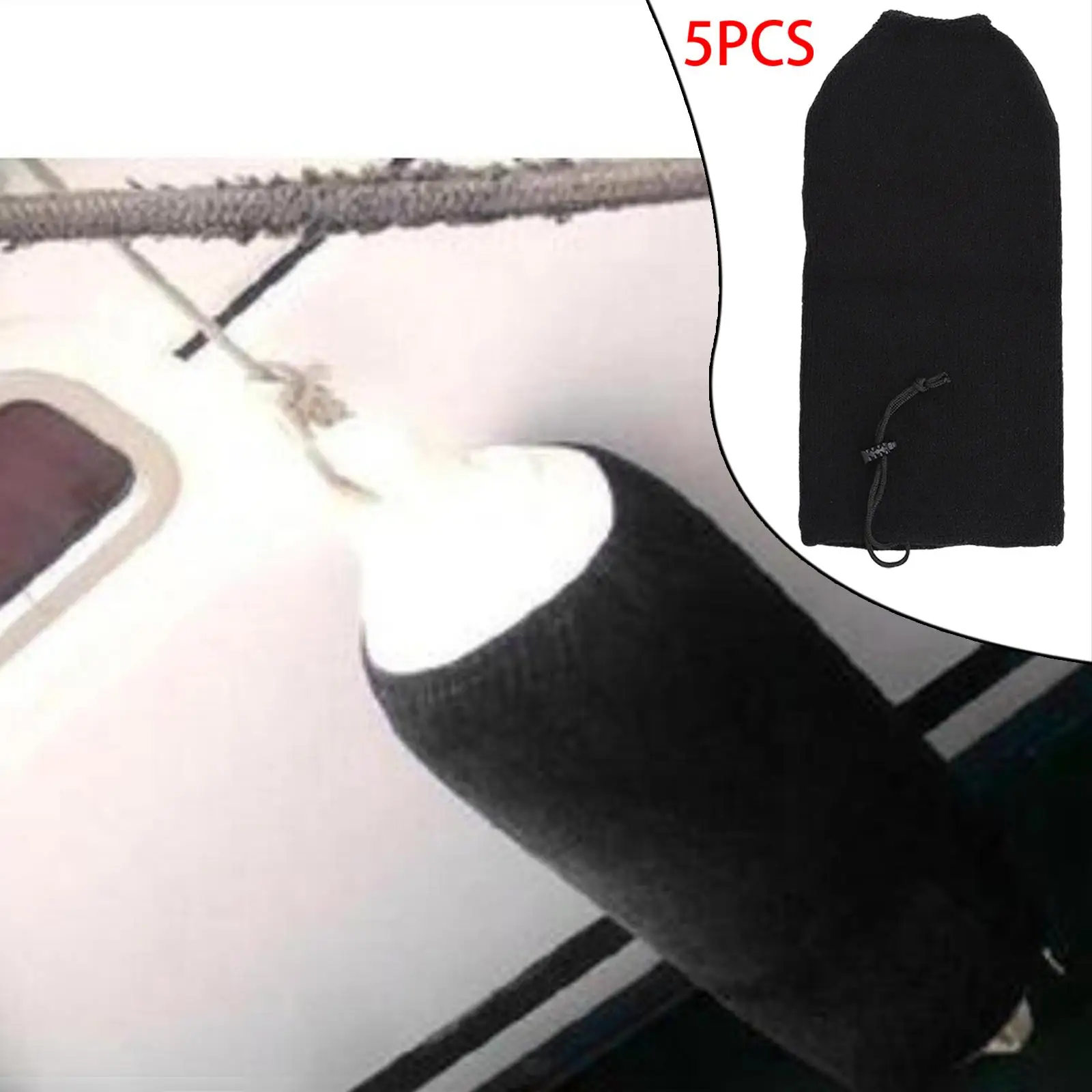 5 Bumper Cover, Soft Acrylic Ball Sleeve Woven Cover Black Protection  for Marine Bumper Yacht Salt Protection Sun 