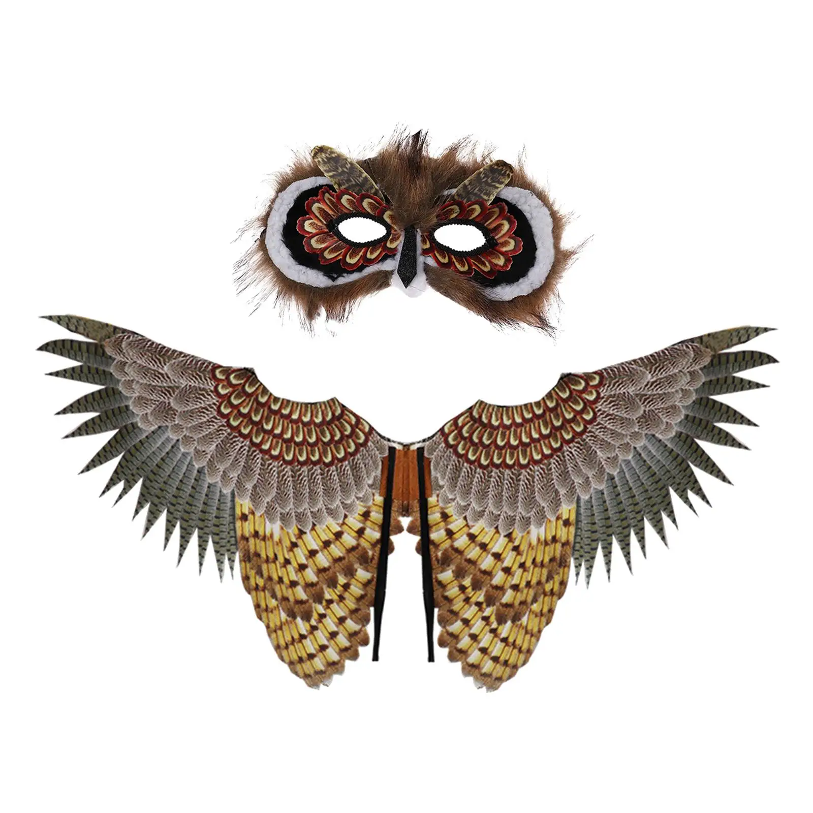 Large Animal Owl Mask Wings Cosplay Costume Supplies Face Cover Role Play for Children Masquerade Stage Carnival Women