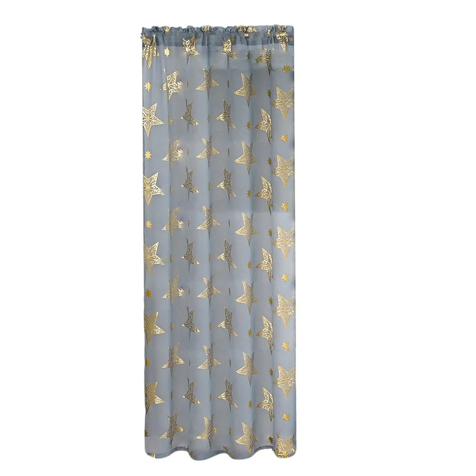 Voile Curtains Translucent Privacy Voile Drapes Star Printed for Living Room