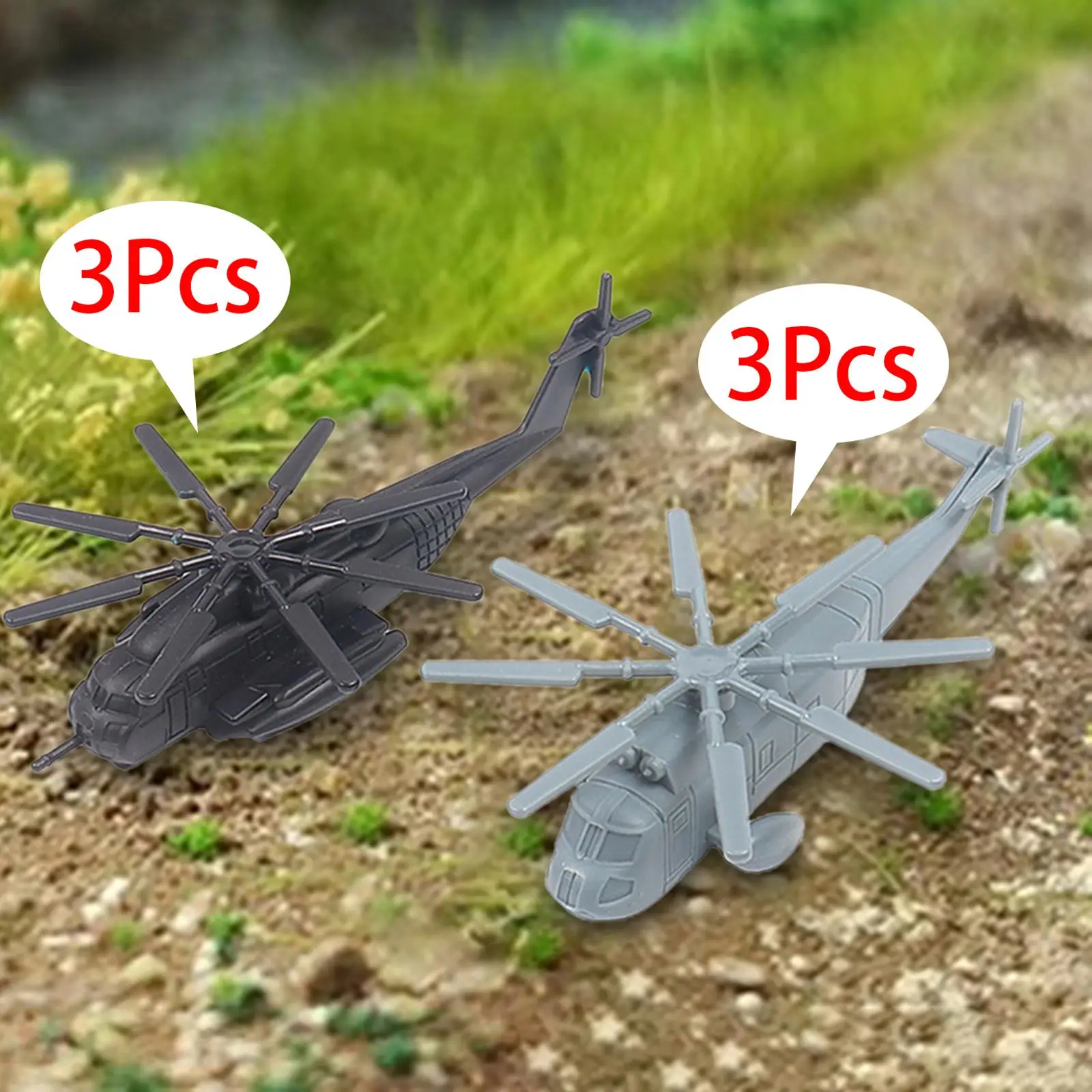 6x Collection Helicopter DIY Scene Props for Boy Girl Micro Landscape Parts Desktop Decor Simulation Aircraft Model Fighter Toy