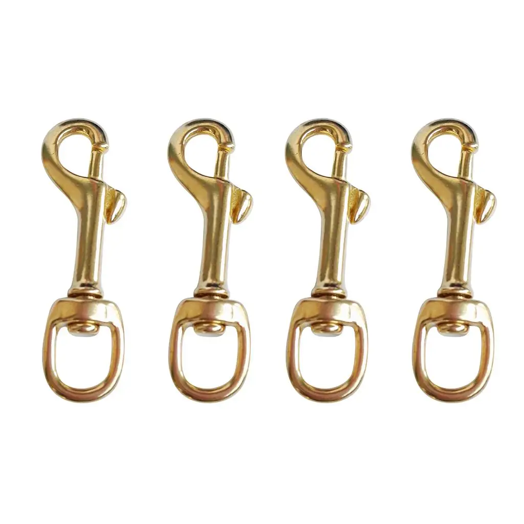 4pcs Gold Brass Swivel Eye  Snap Hook Clip for Scuba Diving Snorkeling