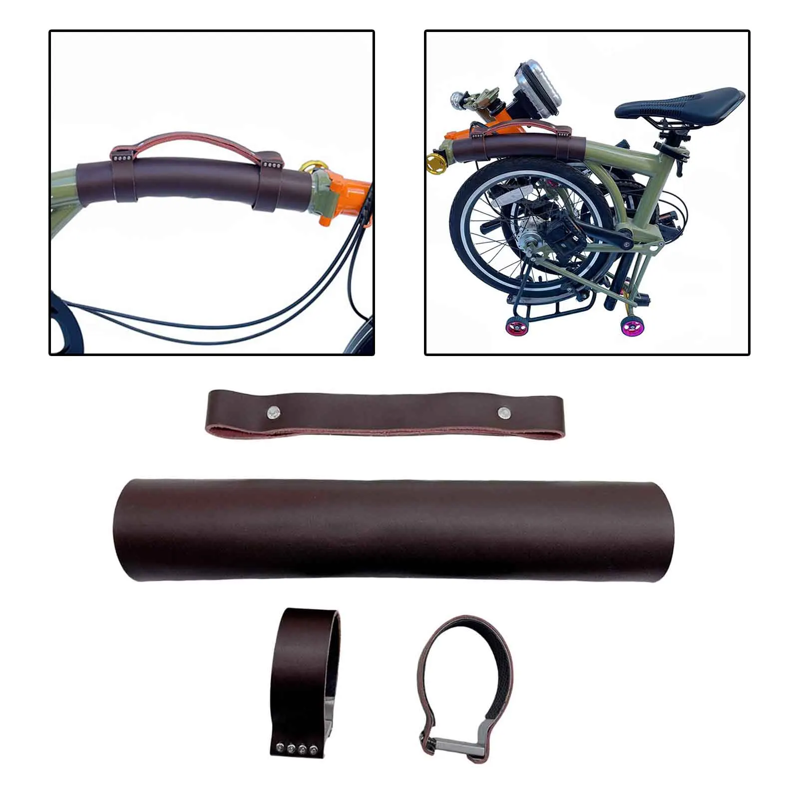 Folding Bike Leather Carry Handle Bicycle Carrier Cycling Accessories