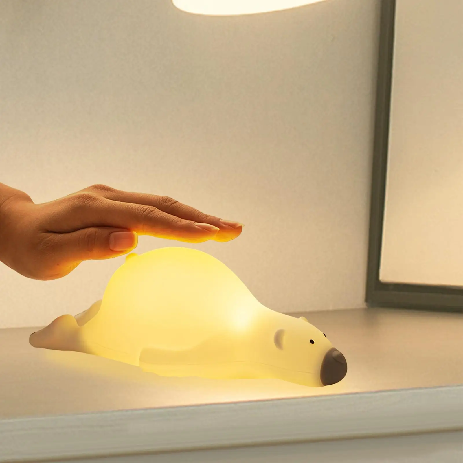 Bear Night Light NightStand Lamp Silicone Light Rechargeable for Living Room