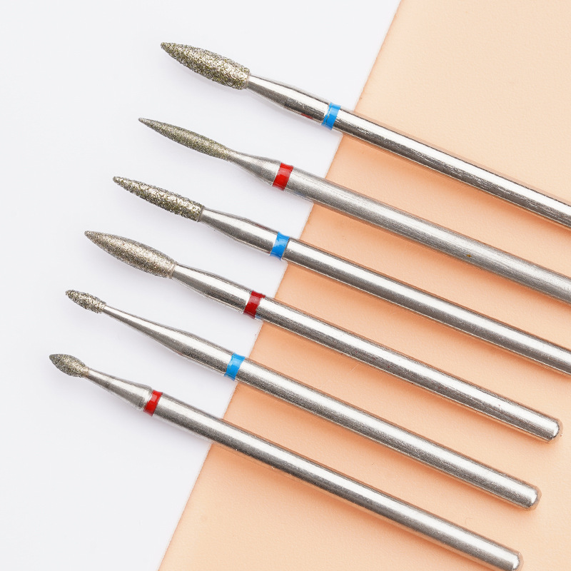 Description Picture 3 of itemFine Diamond Nail Drill Bits Flame Shape Russian Mills Cuticle Clean Burr Electric Manicure Drills Nails Accessories