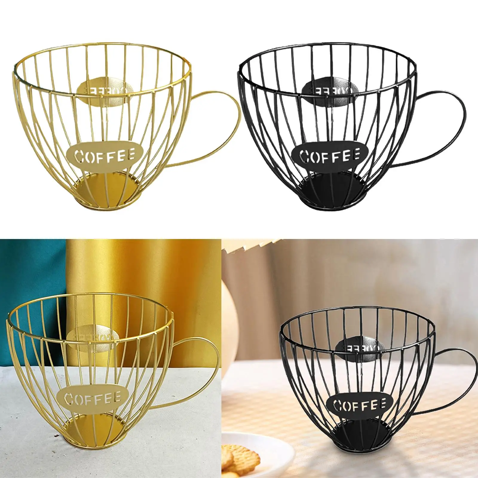 Mug Shape Iron Coffee Pod Organizer Metal Basket Mug Shape , Wire Coffee Pod Stand Holders , Espresso Basket Holder for Counter