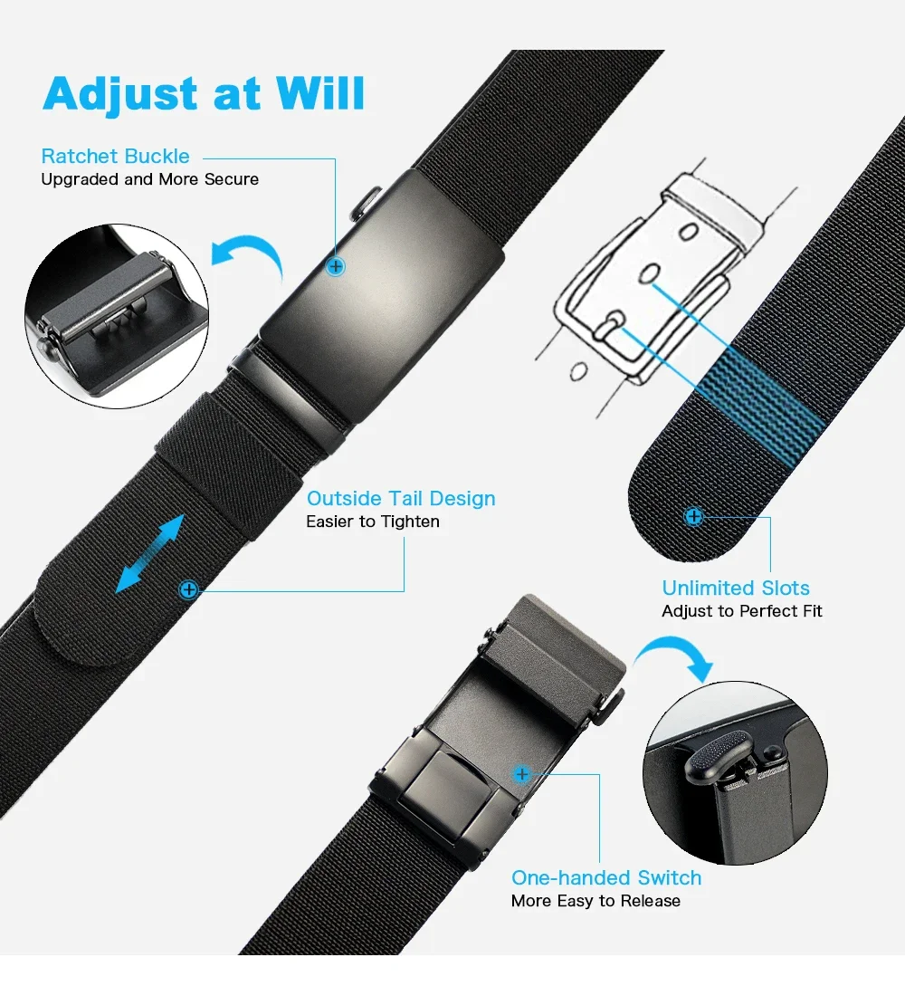 Title 6, New Men Belt Golf Sports Elastic Belt Metal Aut...