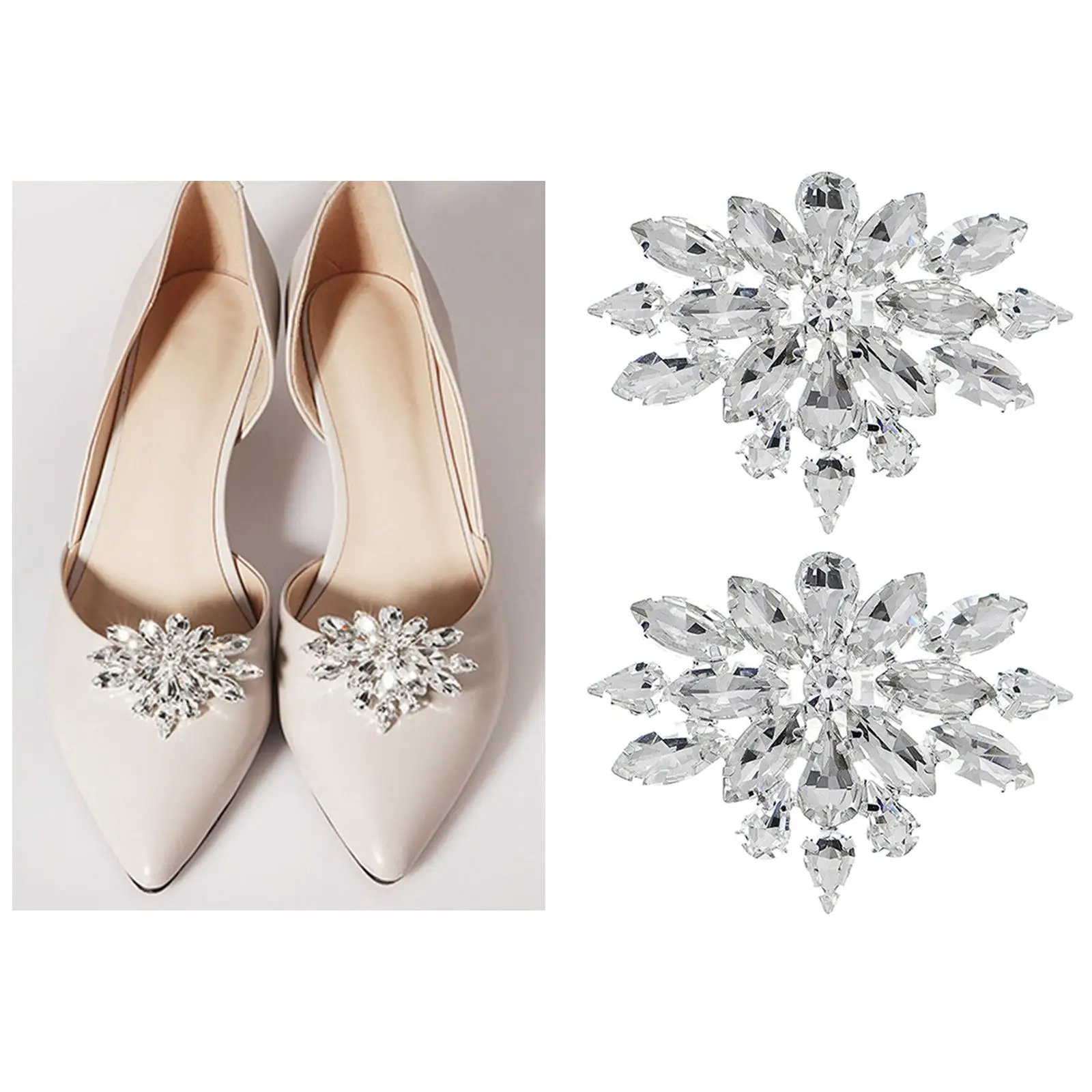 2Pcs Wedding Shoe Clips Elegant DIY Decorative Shoe Charms for Bride Dress Hat Accessories