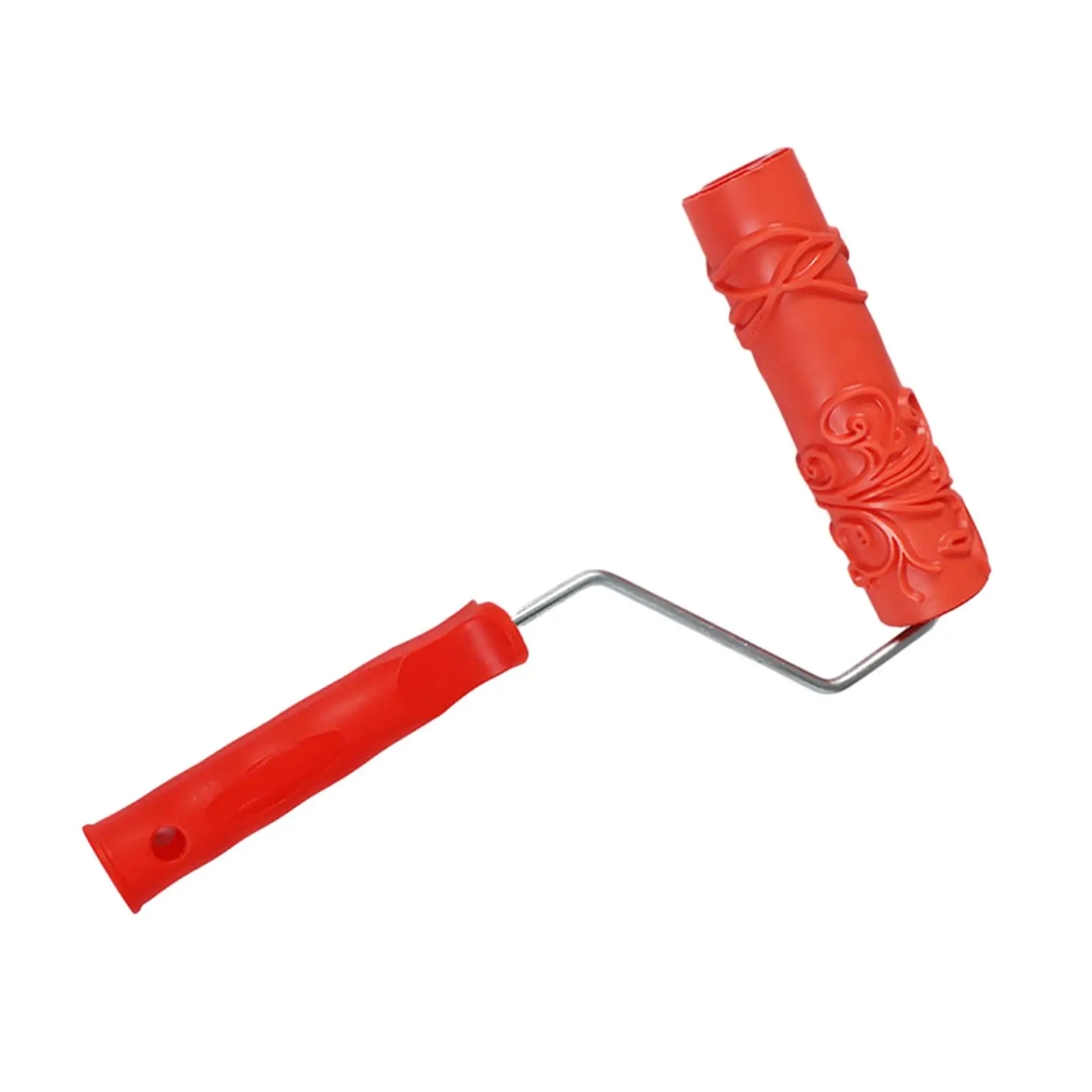 180mm Texture Rubber Paint Roller Brush Decorative Tool with PP Handle Smooth Rolling Accessory for Household Use Red Durable