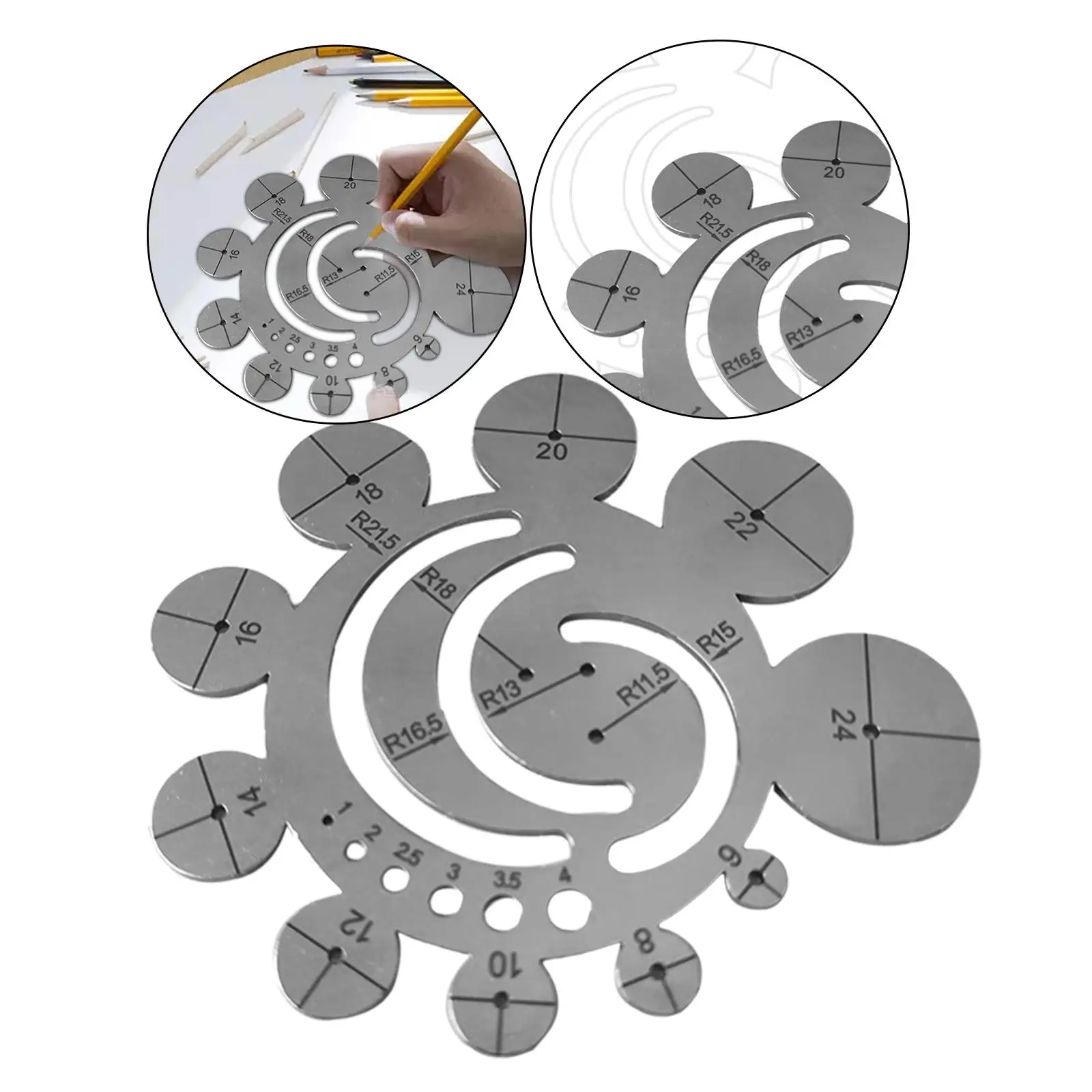Multifunction Round Corner Cutting Ruler Tailor Leather Circle Cutter Stainless Steel Leather Working Tools for Craft DIY Sewing