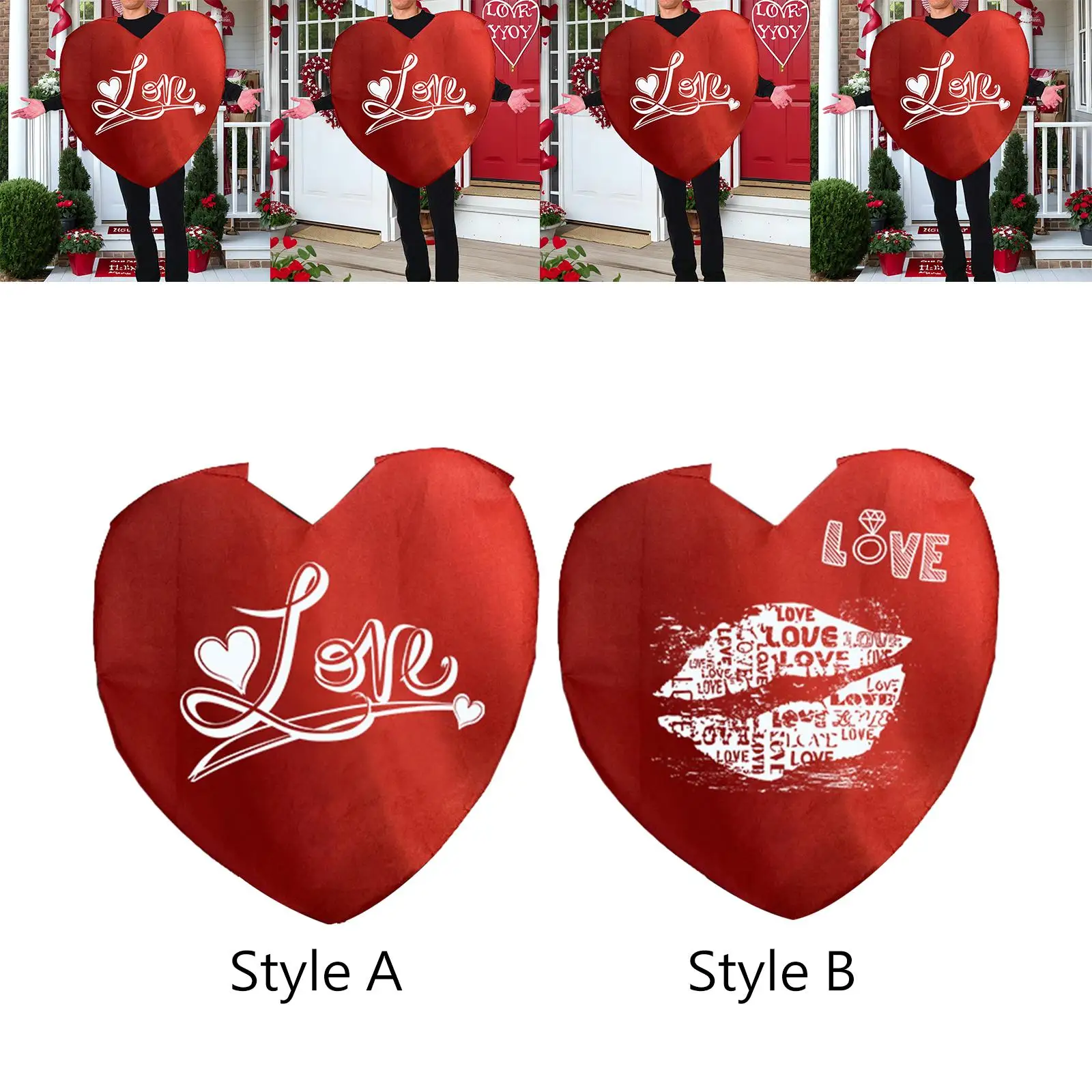 Valentine`s Day Heart Costume Funny Letter Printed Clothing Props Tops for Halloween Performance Fancy Dress Party Anniversary