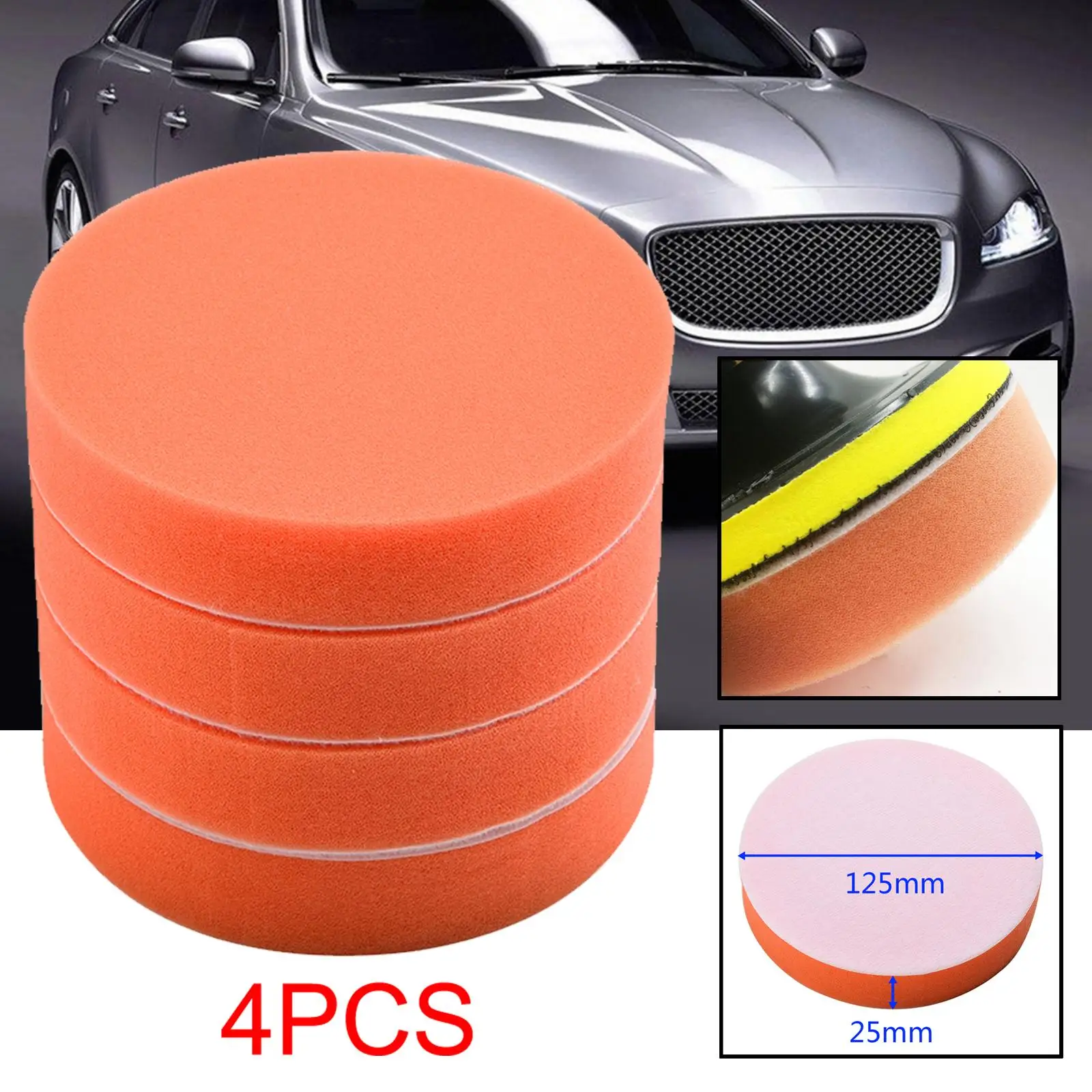 4 Pieces Universal Polishing Pads Round Auto Pads for Compounding Stone Polishing