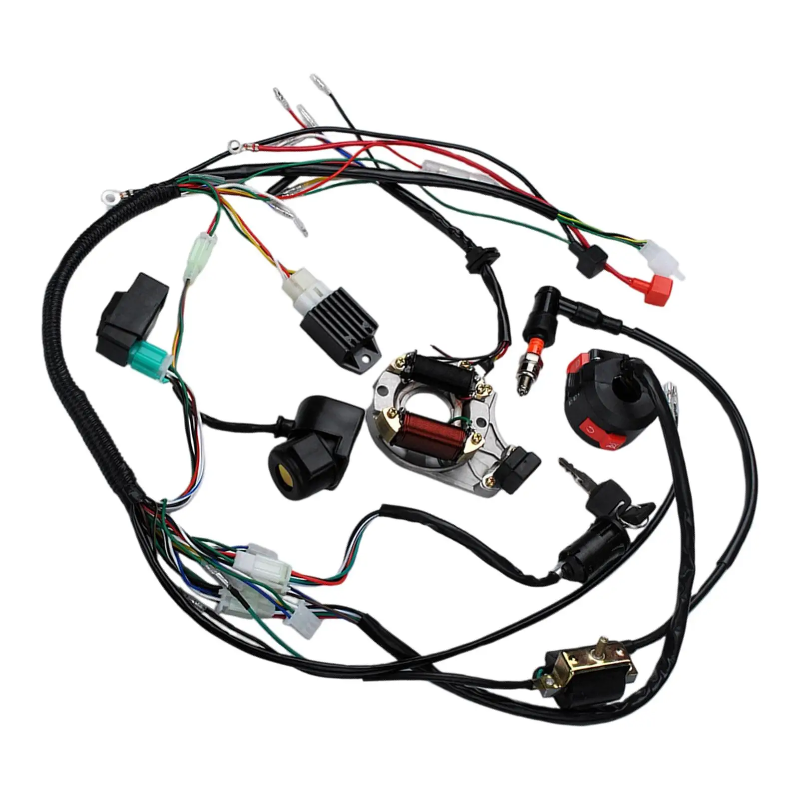 1Set Full Complete Electrics Wiring Harness Cdi Spark Plug Solenoid Relay Fit for Dirt Bike ATV Buggy 50cc 70cc 110cc 125cc