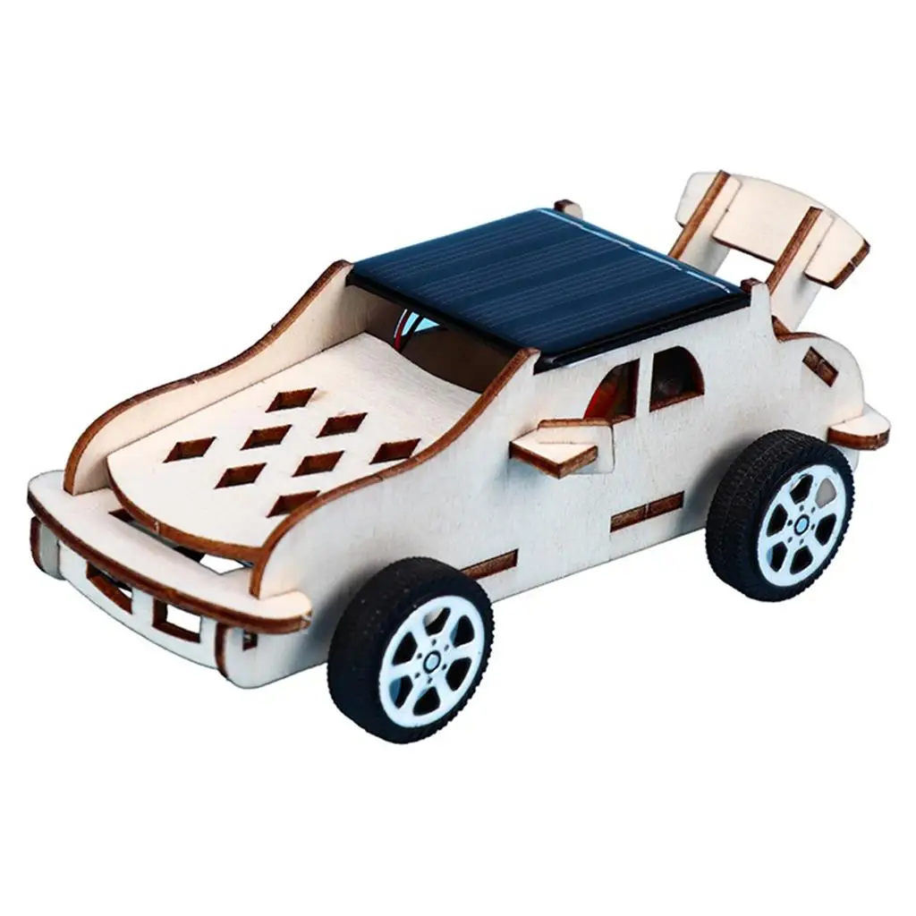 Wooden Solar Toy Car Model Educational Assembly for 8 Years Children Kids