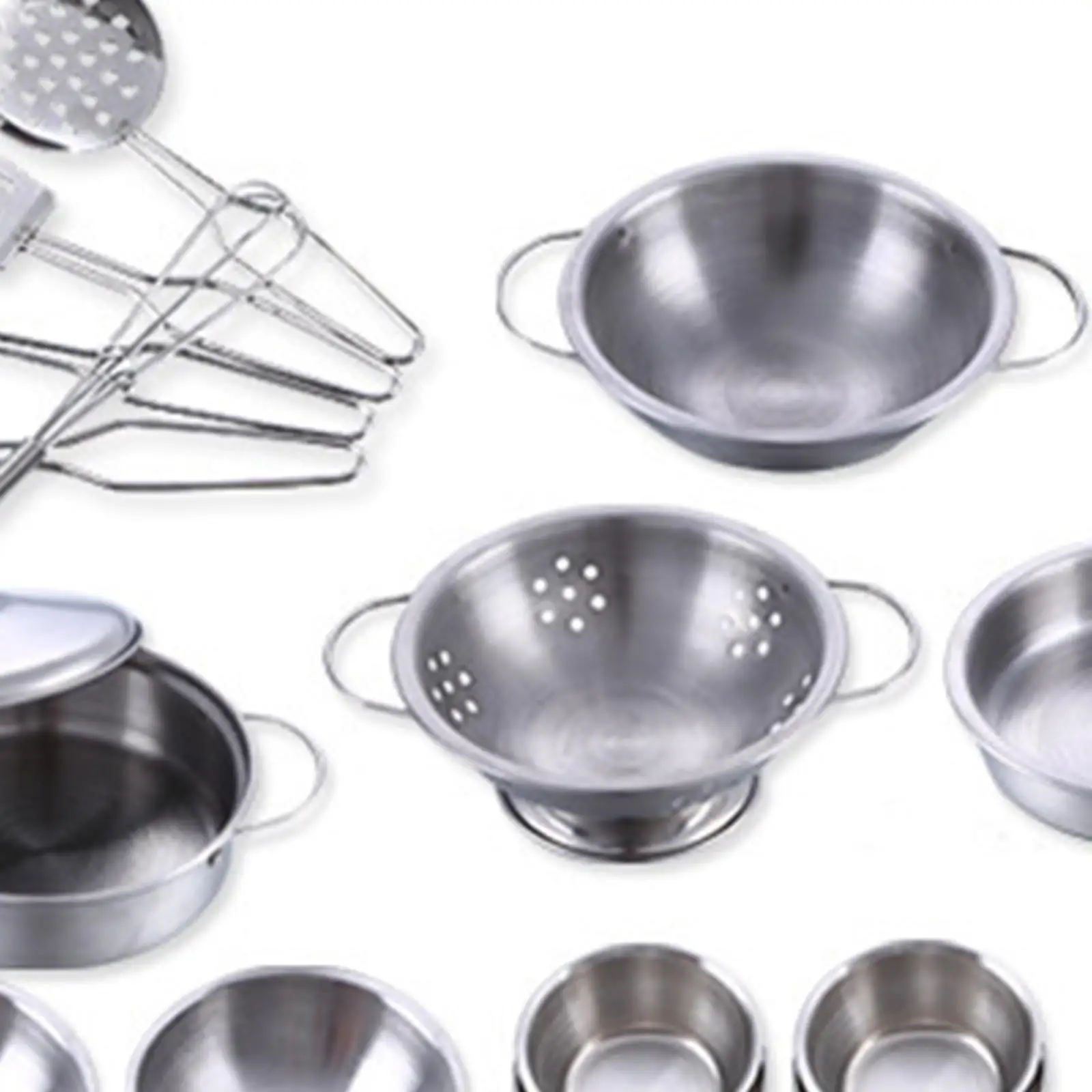 25 Pieces Kids Pretend Play Cookware Set Kitchen Toys Polished Stainless Steel