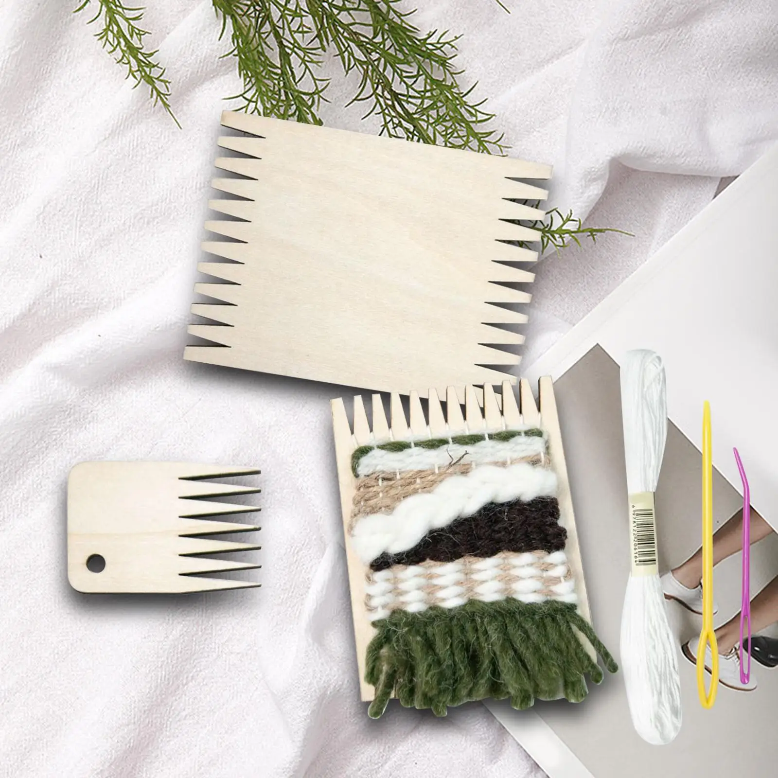 Mini Weaving Loom Kit Coaster DIY Handmade Decorative Flower Wood Handcraft Craft Knitting Mini Loom for Kids Adults