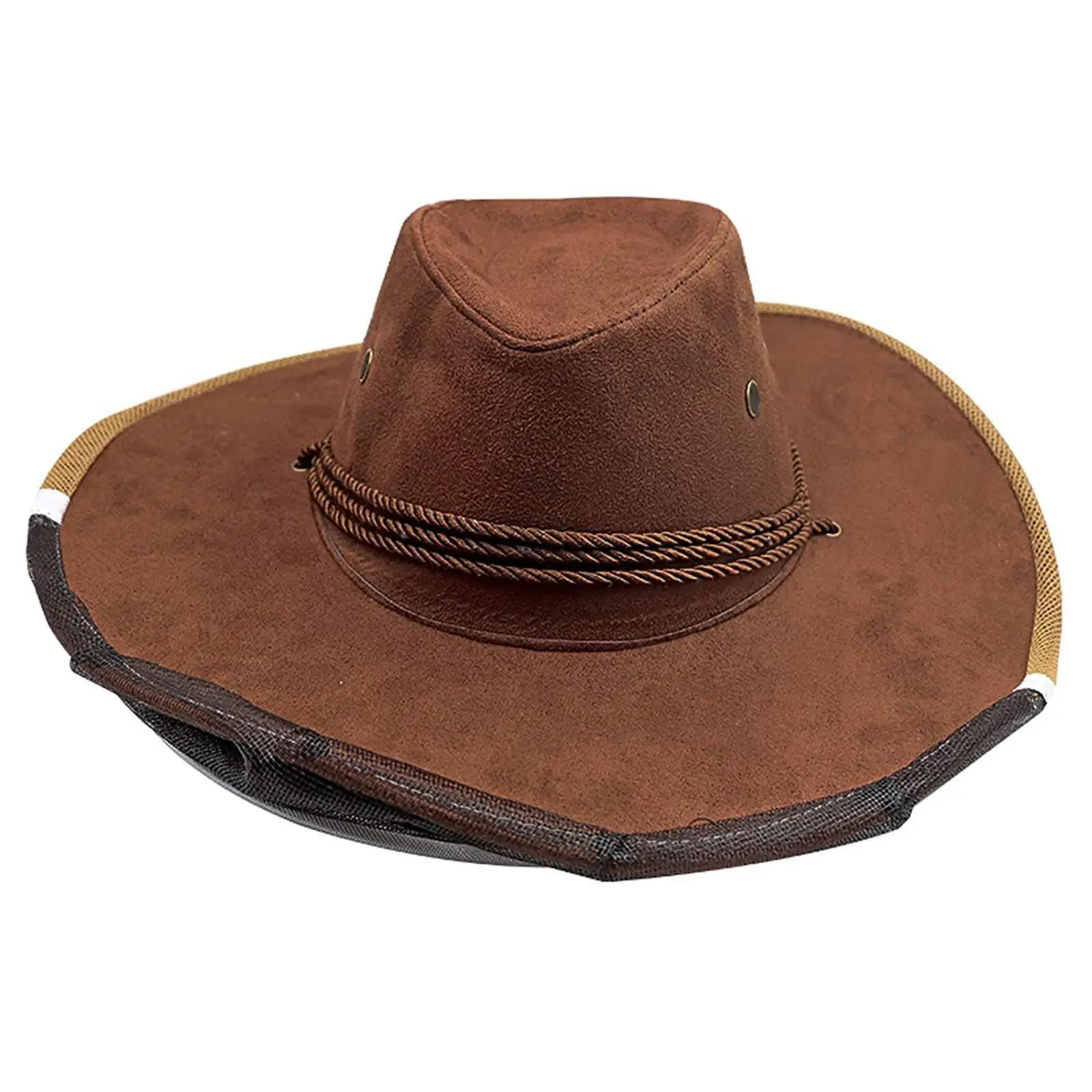 keeping Cowboy  Hat with Mesh  and Gloves for Men Women Wide Round Sturdy Brim Professional Multi Purposes