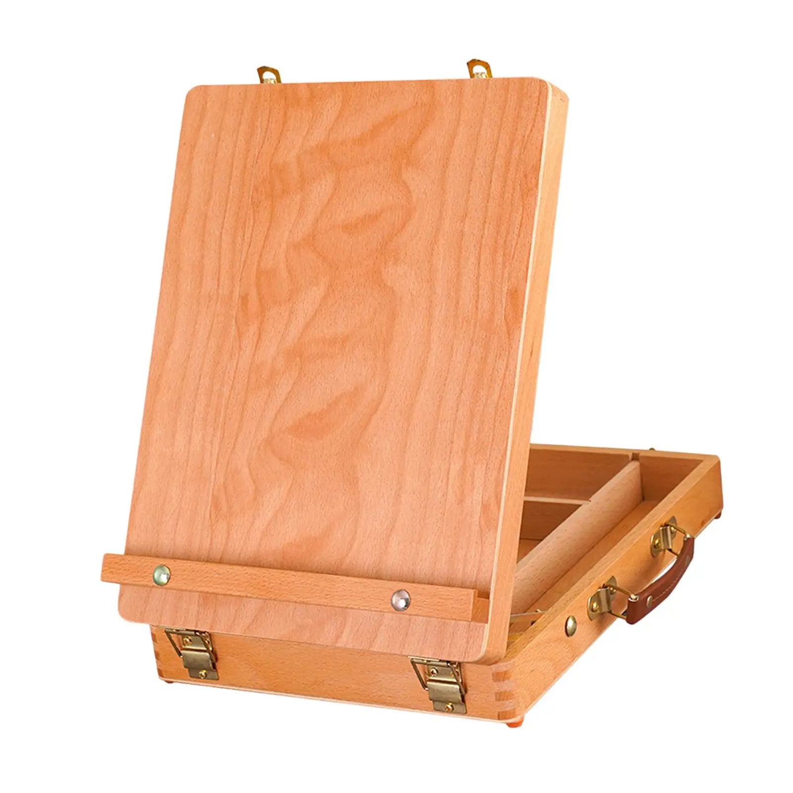 Adjustable Wood Table Easel Portable Wooden Artist Desktop Storage Case for Drawing Painting Art Supplies