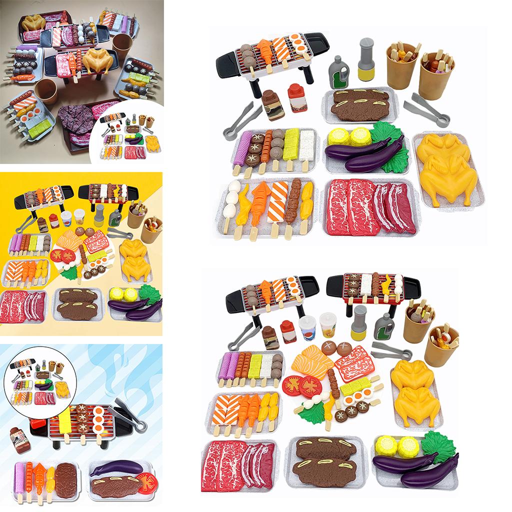 Backyard Picnic Kitchen BBQ Playset Pretend Play Food Toy Grill Barbeque Cooking Tools Role Gifts