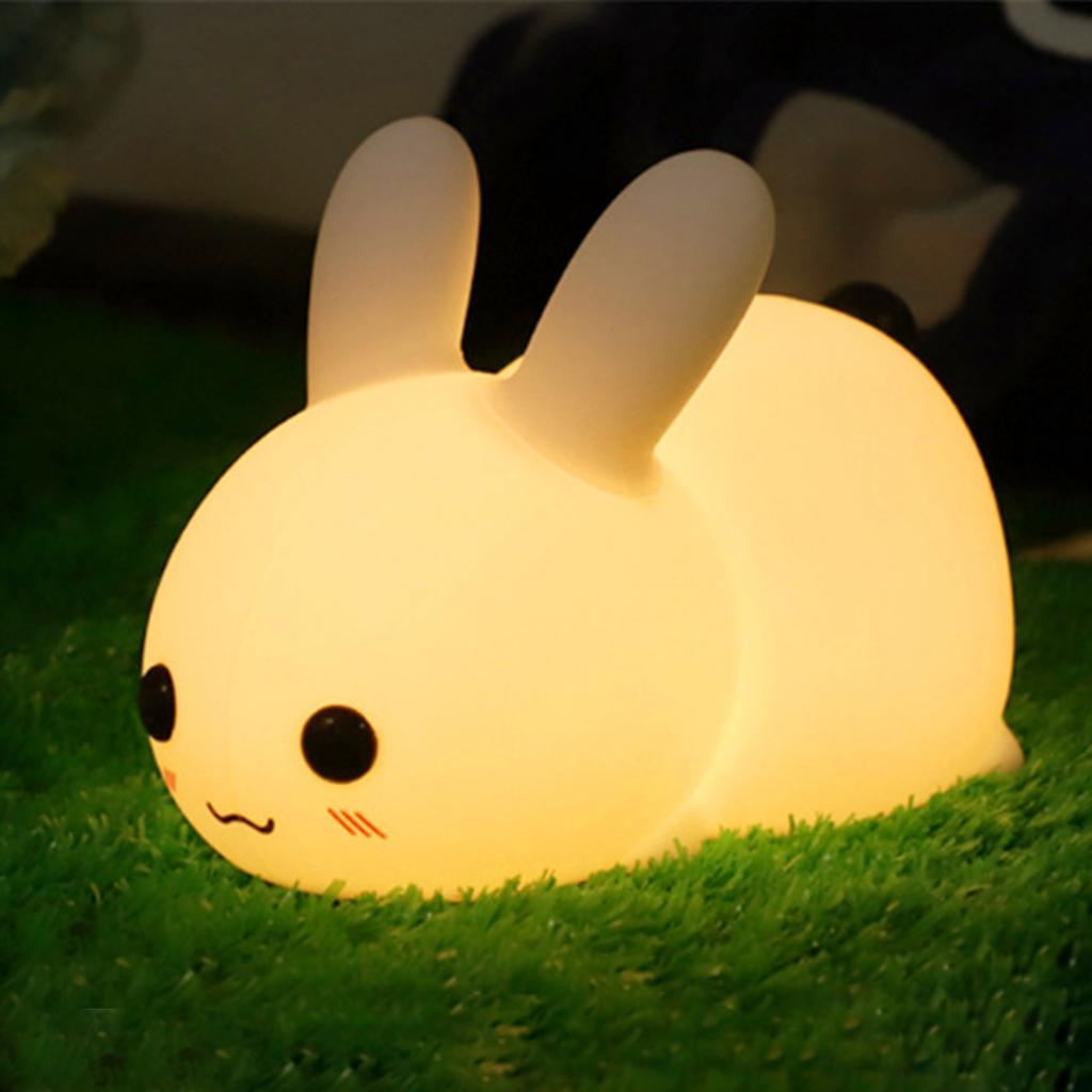 Touch Rabbit Night Lights Silicone Dimmable USB Rechargeable Lamps for Children Baby Gifts Cartoon Cute Animal Bunny Night Lamp