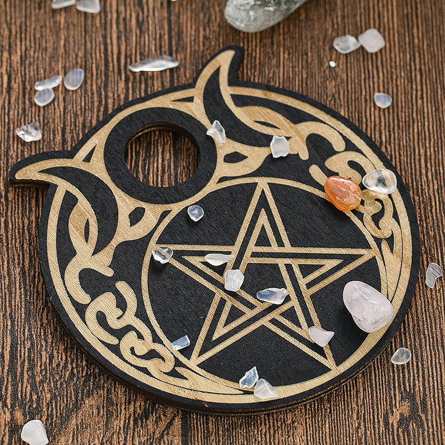 On sale Triple Goddess Moon w/ Pentacle Crystal Grid