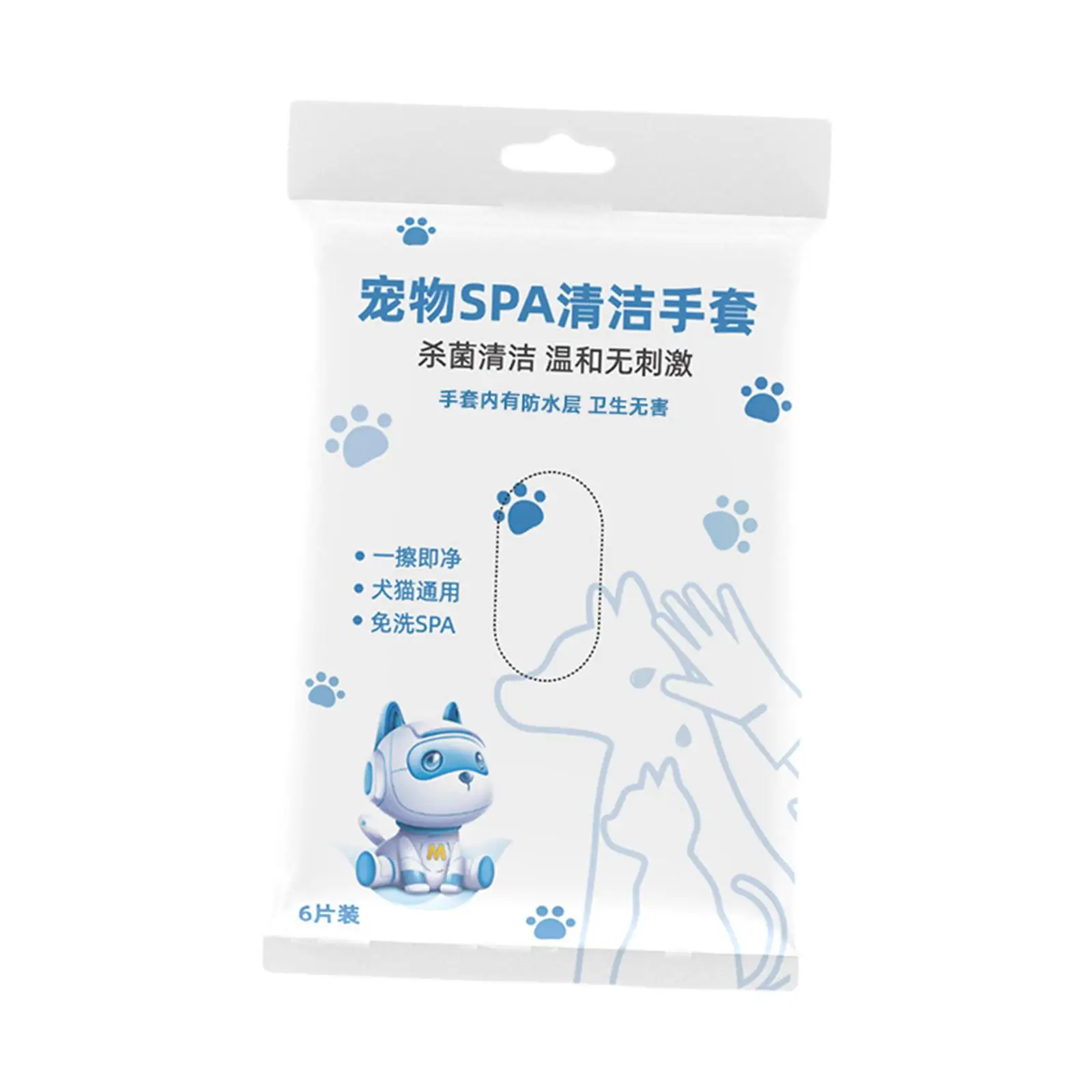 6Pcs Dog Cleaning Glove Multipurpose Non Woven Deodorizing Soothing No Rinse for Dogs and Cats Puppy Kitten Wipe Gloves