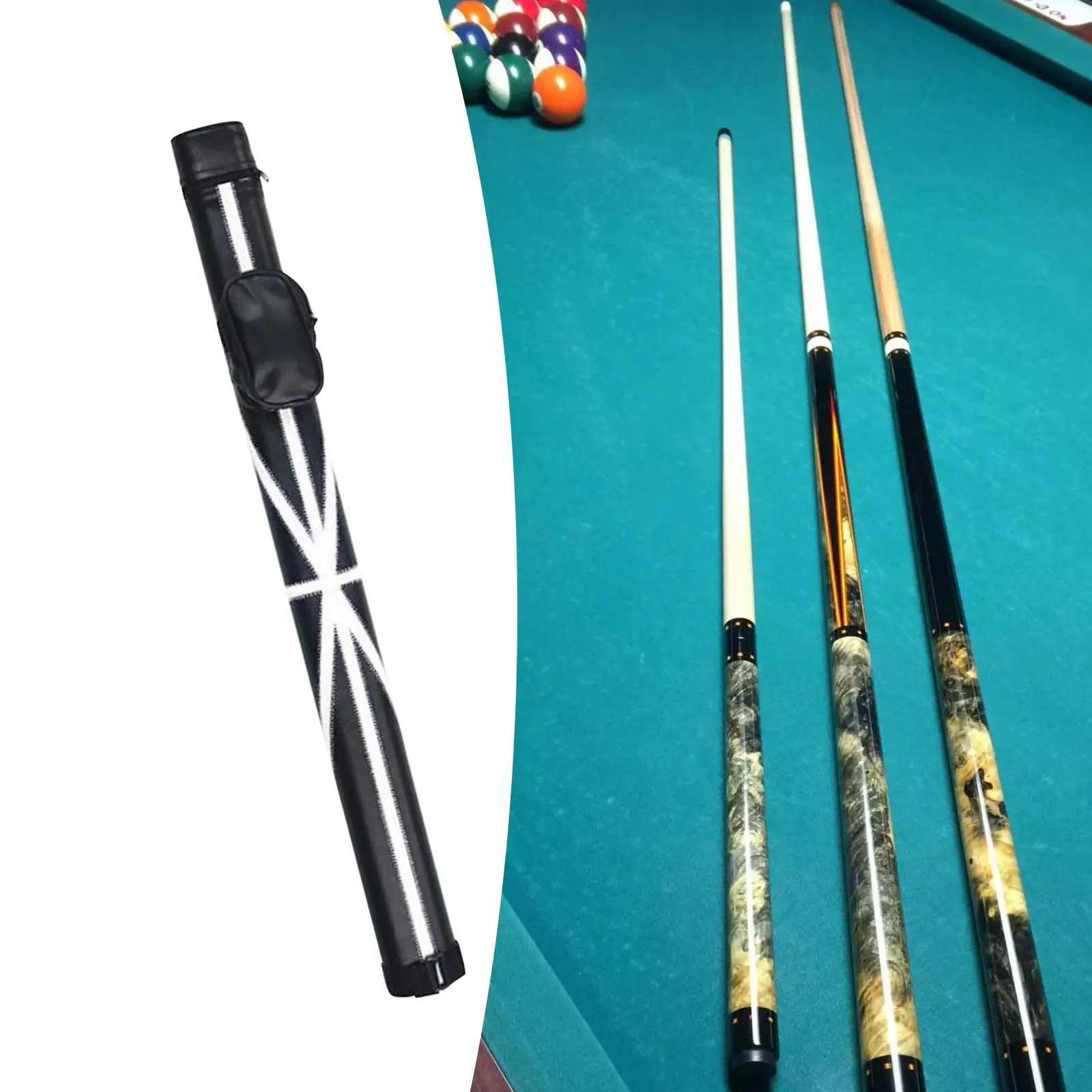 Billiards Pool Snooker Cue Storage Pouch PU Lightweight Pool Cue Carrying Bag for Travel Billiards Accessories