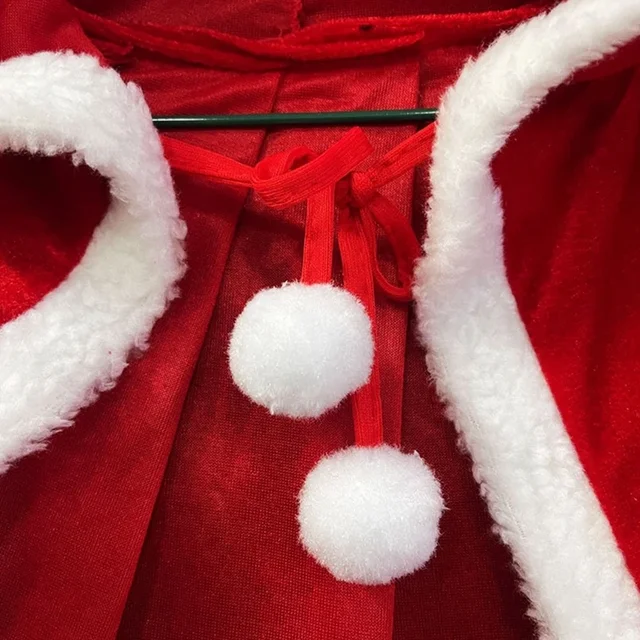 Cape De Noël Rouge En Velours Avec Capuchon - Déguisement Adulte Femme Mère Noël - Longueur 150 Cm - Pour Fêtes Et Cosplay