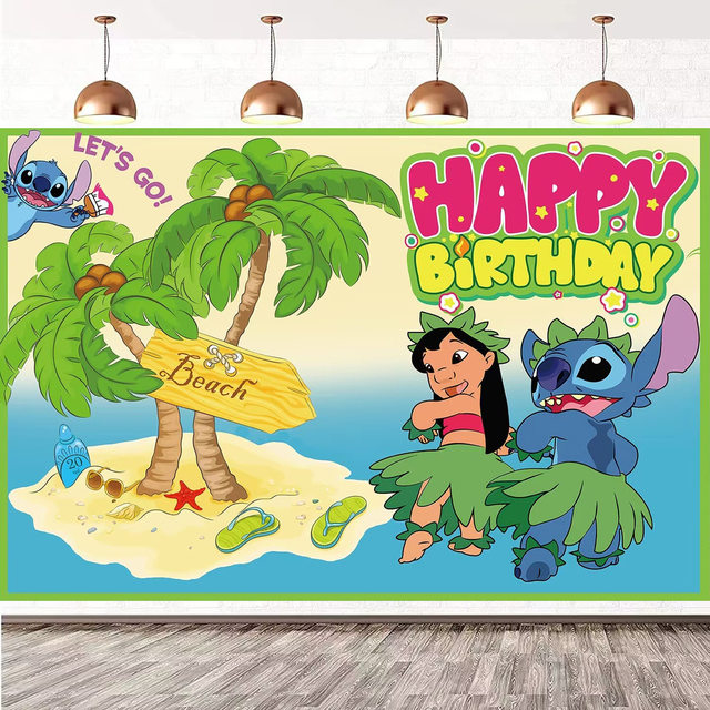 Lilo and Stitch Theme Backdrops Kids Birthday Party Supplies Tropical Photo  Background for Stitch Decorations Baby Shower Banner