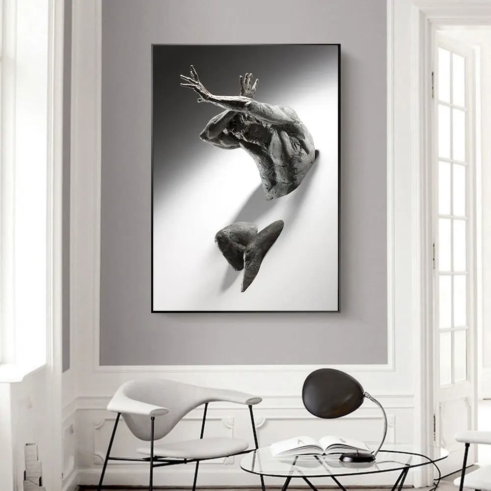 Abstract Sculptures 3D Wall Figure Home Decoration Canvas Print Mural Posters Street Art Picture Living Room Gifts Decor Cuadros