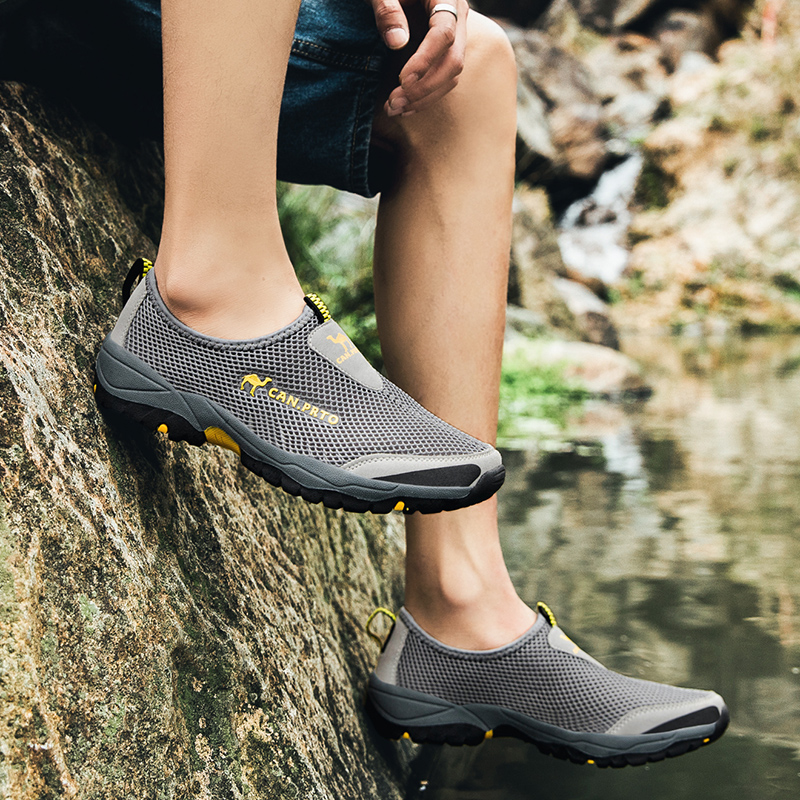 Männer Casual Schuhe Mode Sommer Schuhe Mesh im freien Atmungsaktive Slip-on Wohnungen Männer Turnschuhe Komfortable Wasser Faulenzer Zapatillas – Detail 14