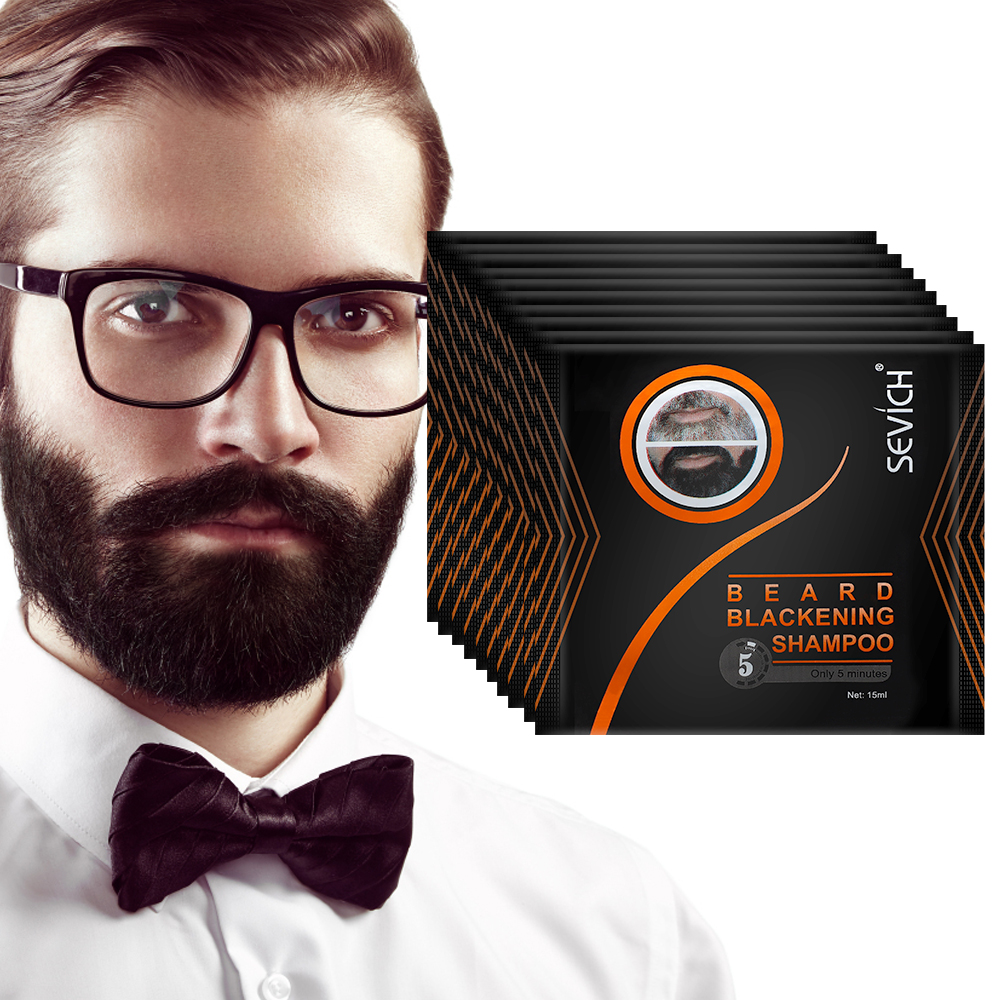 Best of 5 / 10PCS Natural Beard Hair Dye Shampoo Portable 5 Minute Fast Blackening Color Tint Cream Moustache Shampoo For Men Dropshipping Reviews & Tips - Image 2