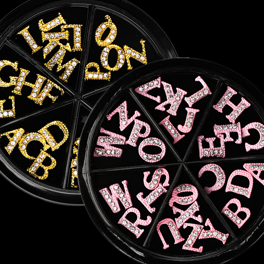 Best of 26Pcs Full Glitter Crystal English Letter Nail Charms Gold / Pink Alloy Metal Nail Art Decoration Alphabet 3D A-Z Manicure Jewelry Reviews & Tips