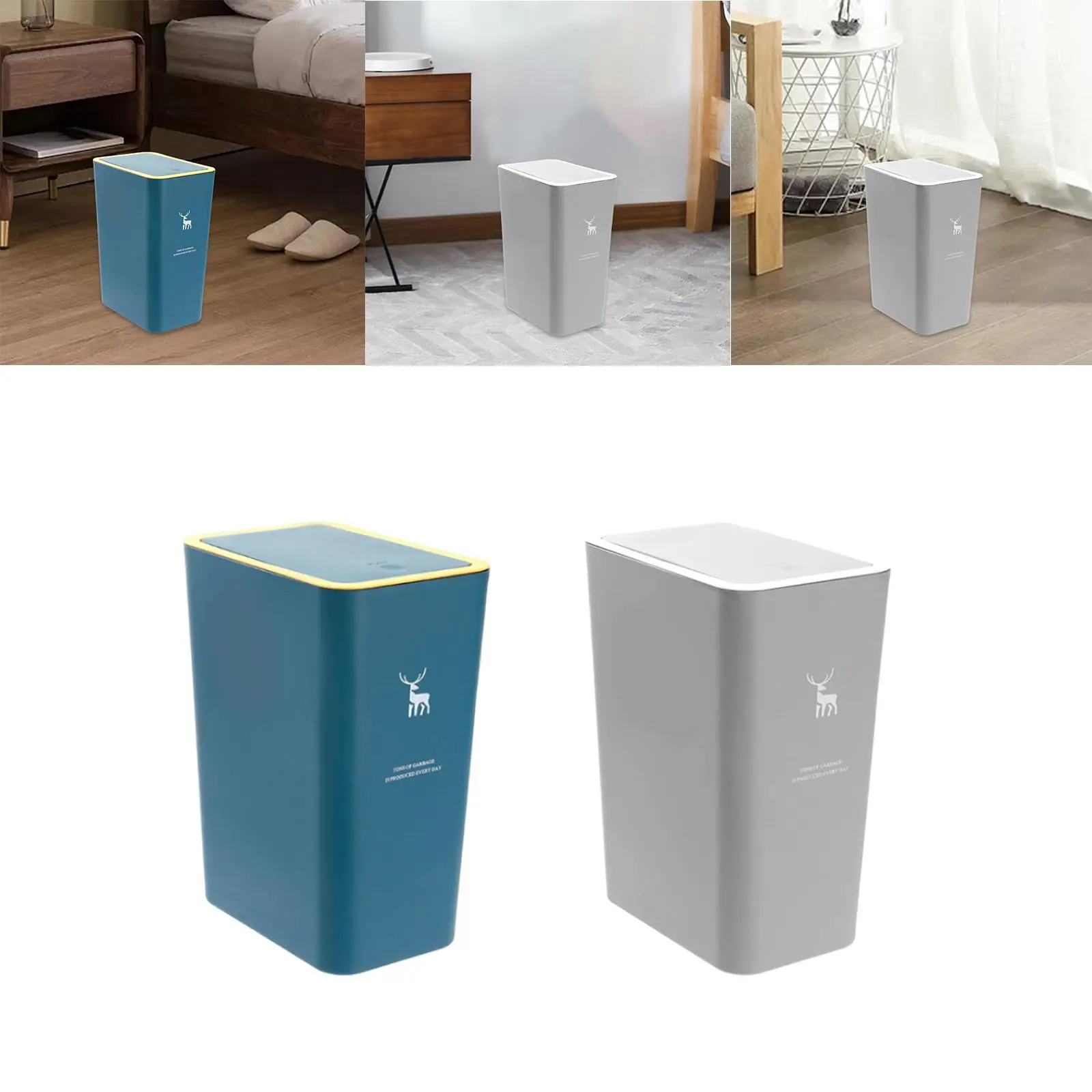 Garbage Can with Lid Space Saving Toilet Trash Can for Garage Toilet Bedroom