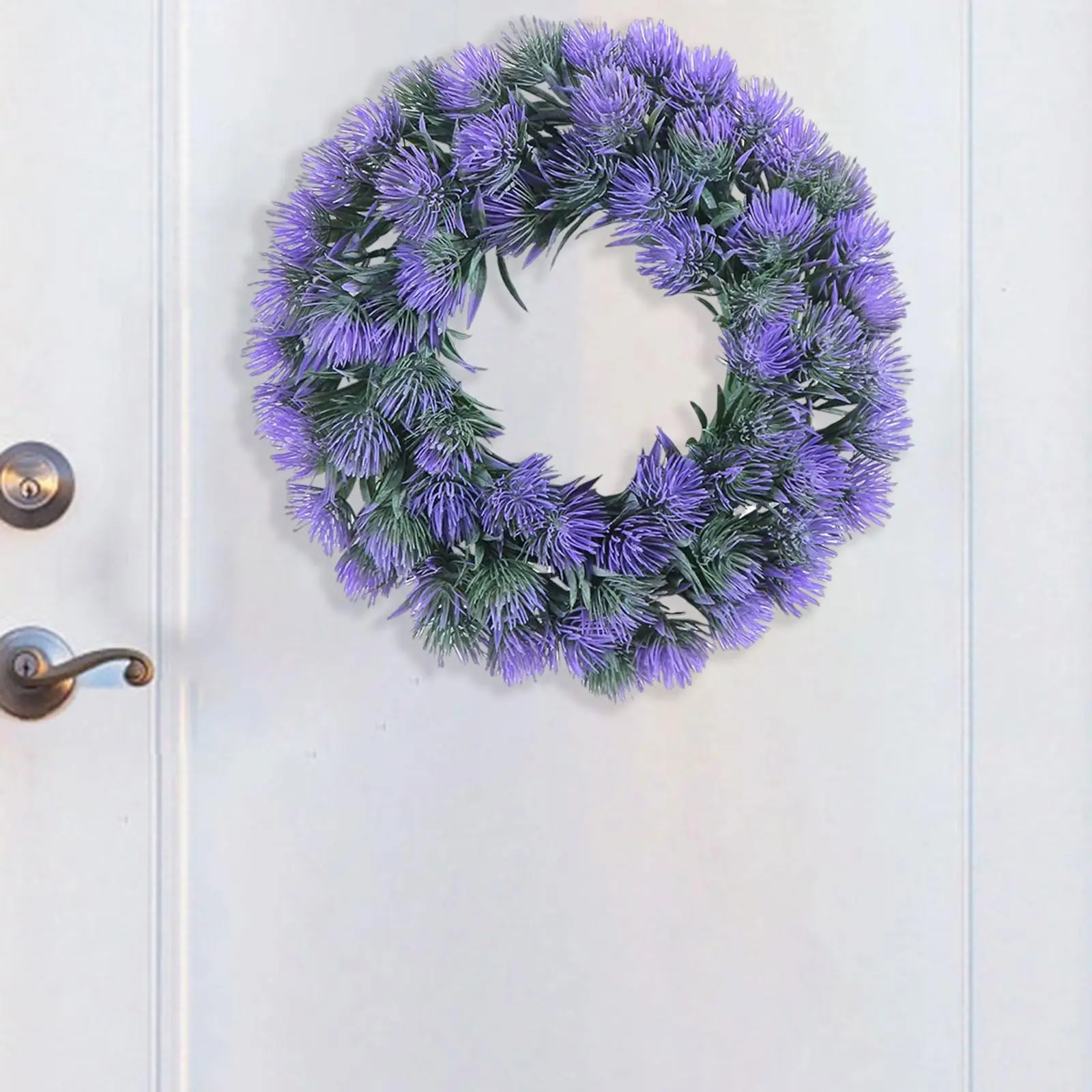 Lavender Wreath Spring Door Wreath Decorative Hanging Green Leaves Garland Flower Wreath for Home Window Party Holiday Decor