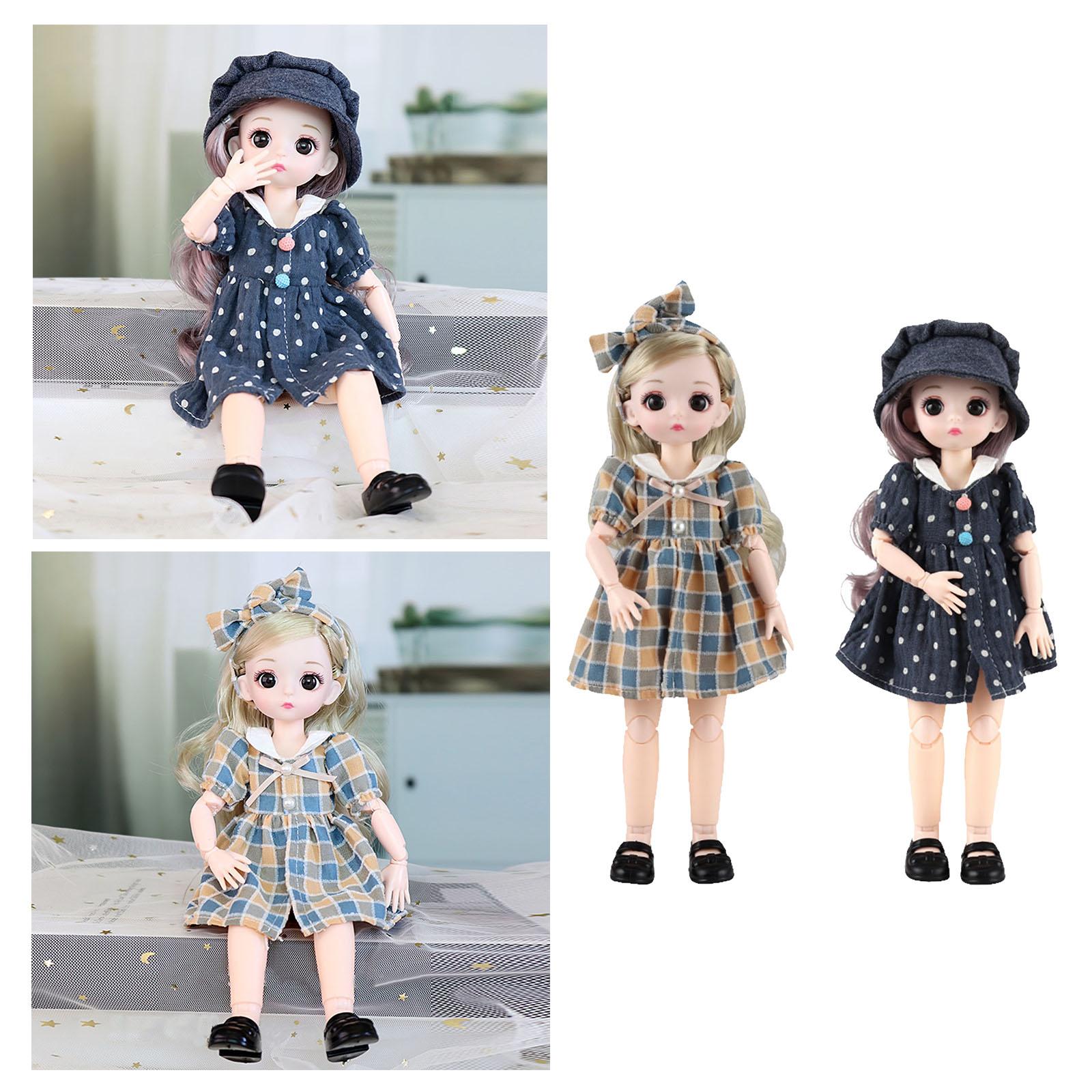 Lovely 30cm 1/6 Posable BJD Doll Moveable Joints Girl Doll Ball Joint Dolls Makeup & Smooth Hair with Dress Play Doll Girl Toy