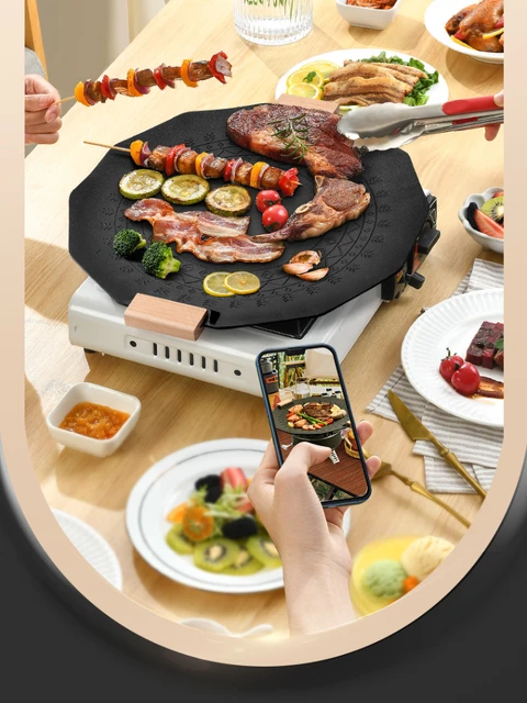 Korean Grill Pan special oil-conducting Non-stick Smokeless Barbecue Tray  Induction Cooker Grill Pan Party Camping BBQ Tools - AliExpress