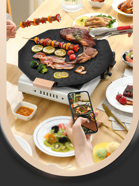 bhavyta 32cm Grill Plate Non-stick Coating Portable Korean BBQ