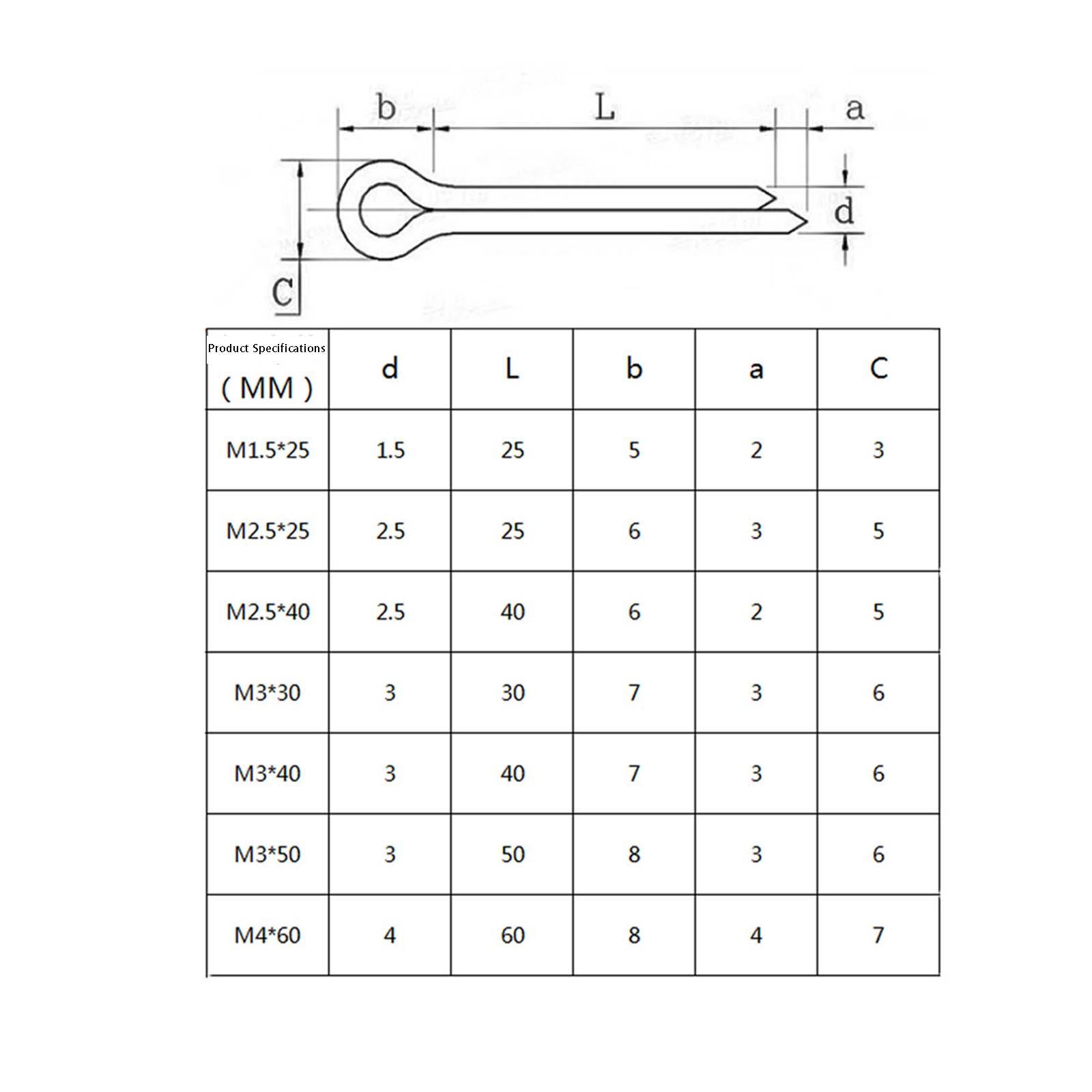 90x Cotter Pin Assortment Kit Assortment Tool with Container Box 304 Stainless Steel Cotter Pin Clip for Trucks Cars Workshops