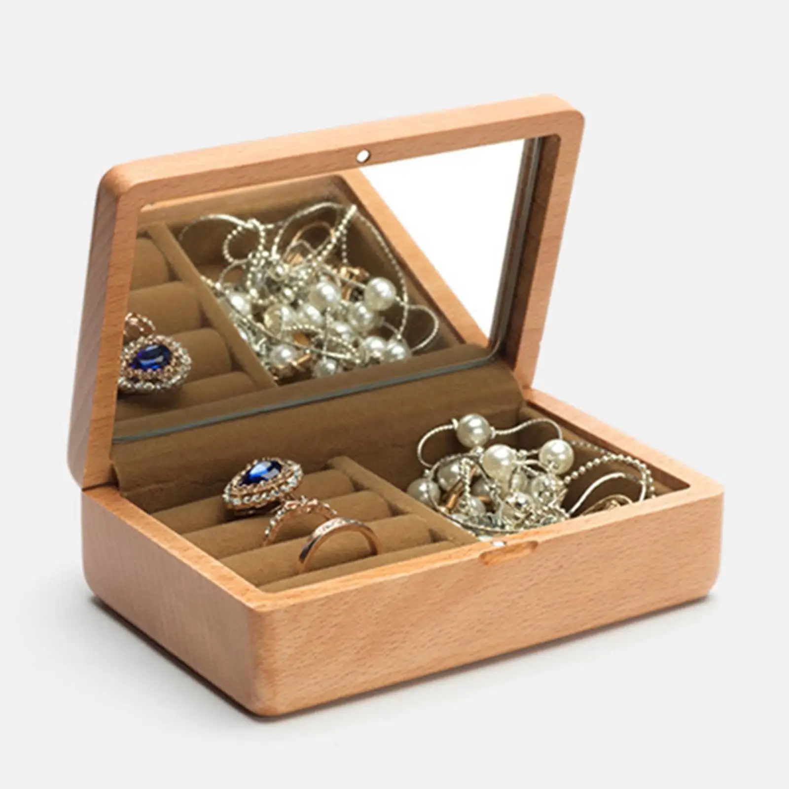 Rustic Wooden Jewelry Box Display Holder for Engagement Ceremony Gift