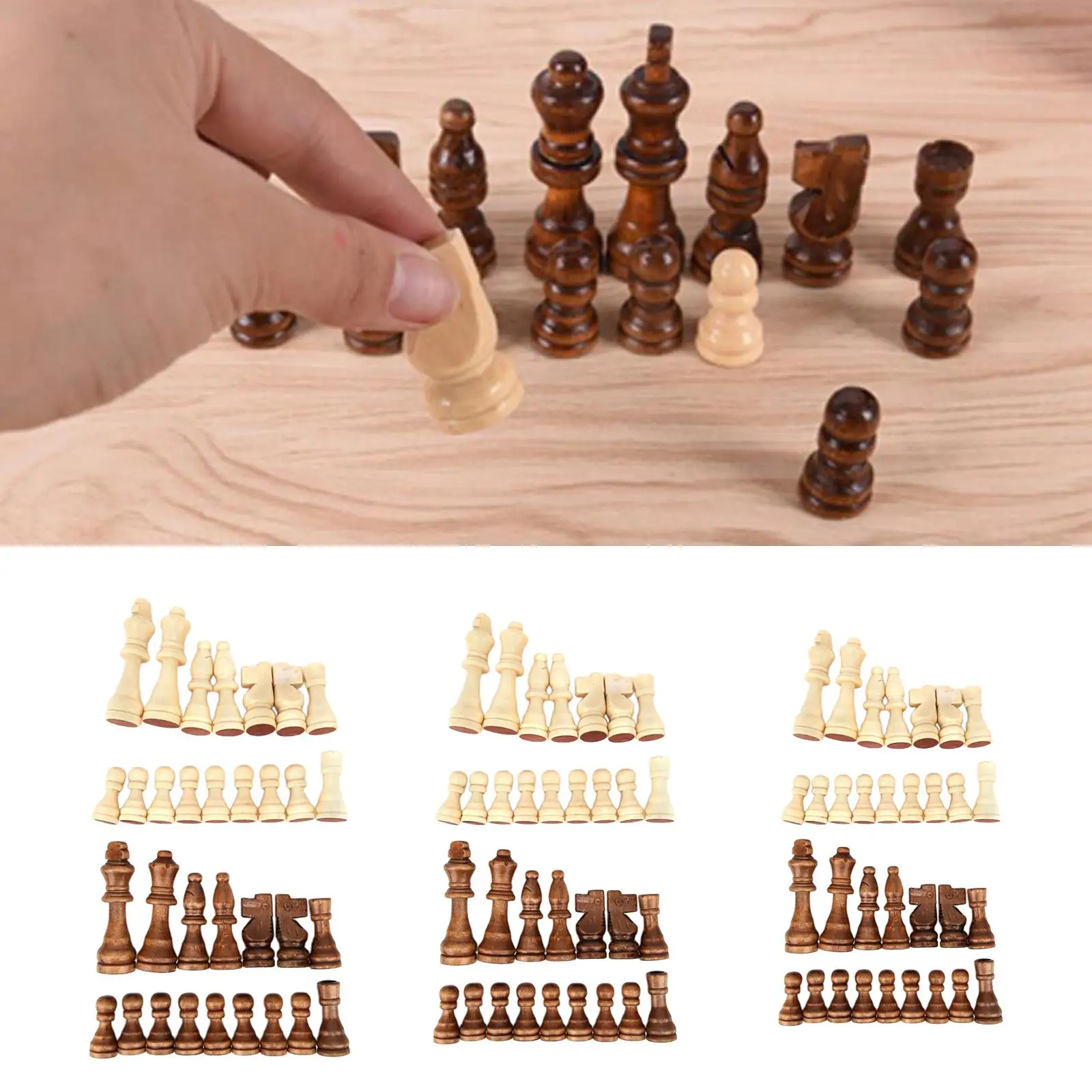 32pcs Wooden Chess Pieces Kids Adults Toys Christmas Gift for Chess Lovers