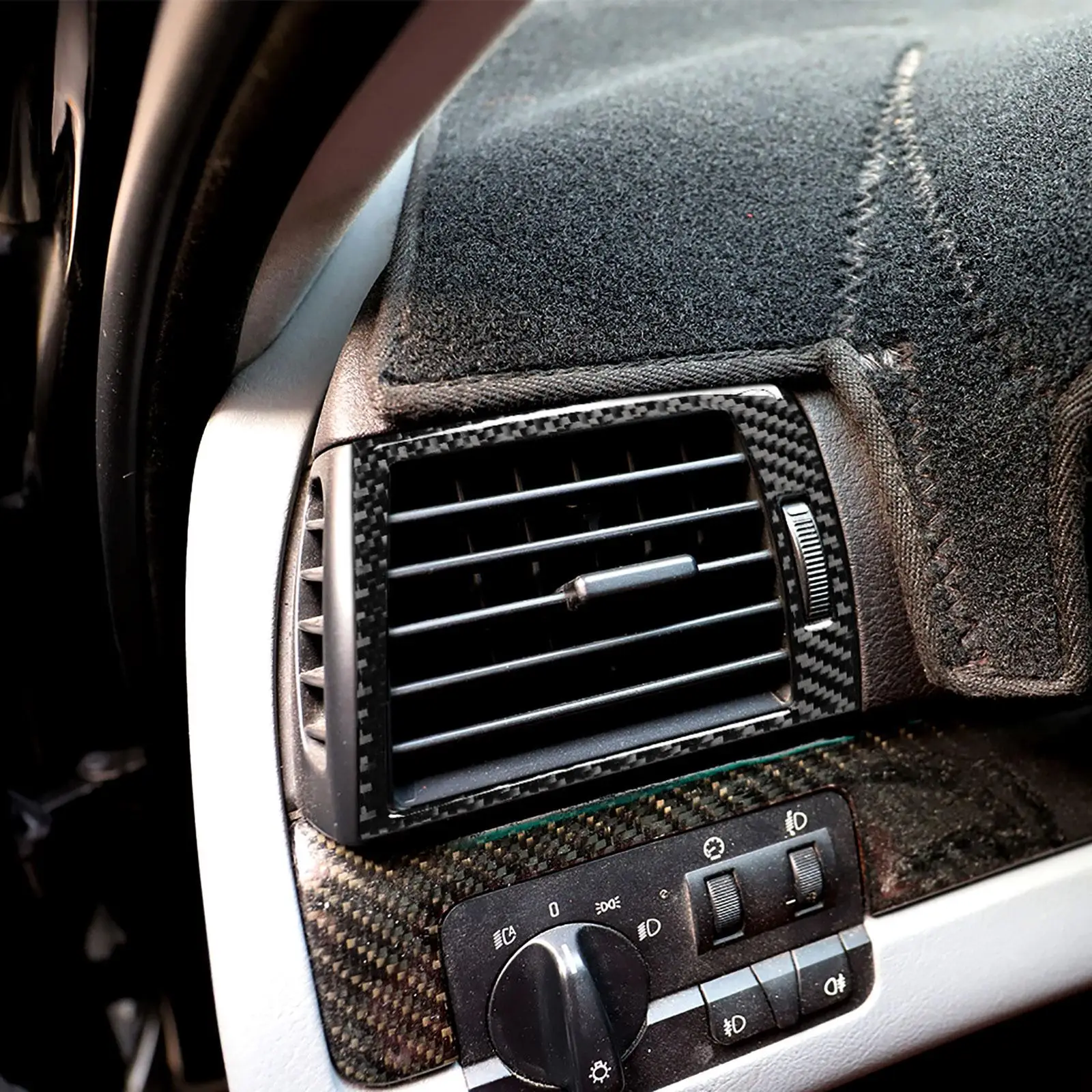 2 Pieces Auto Dashboard Air Vent trim cover Carbon Fiber for   E46 Accessory